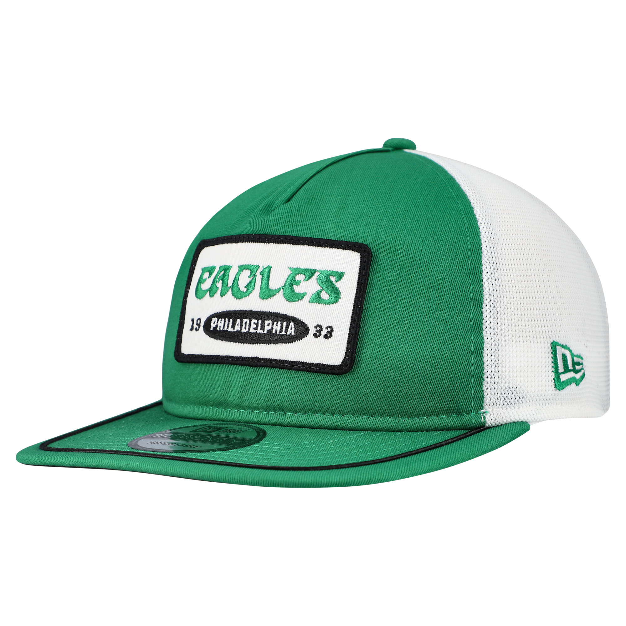 Men's New Era Kelly Green/White Philadelphia Eagles Patch 19TWENTY Adjustable Hat