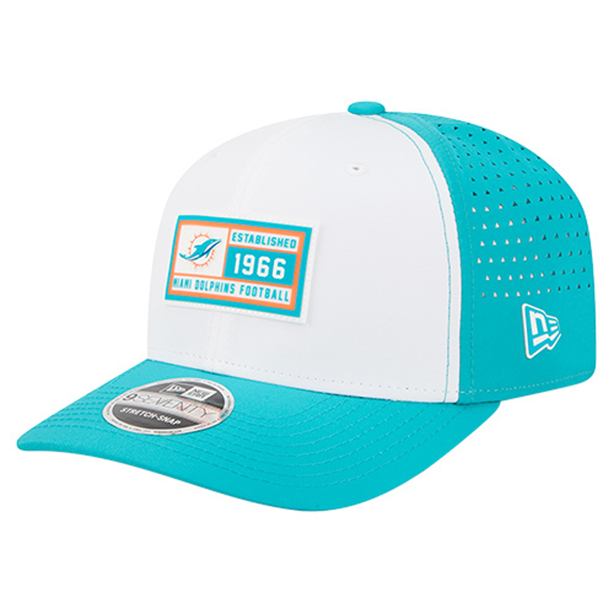 Men’s New Era White/Aqua Miami Dolphins Established Patch 9SEVENTY Adjustable Hat Men’s New Era White/Aqua Miami Dolphins Established Patch 9SEVENTY Adjustable Hat