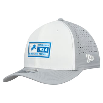 Men's New Era  White/Silver Detroit Lions Established Patch 9SEVENTY Adjustable Hat