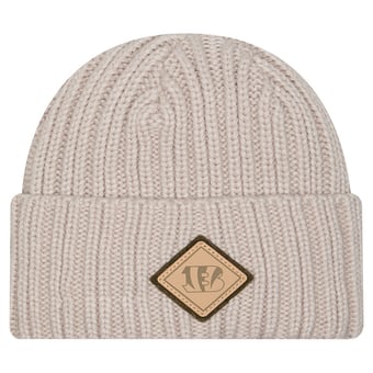 Men's New Era Light Beige Cincinnati Bengals Logo Applique Cuffed Knit Hat