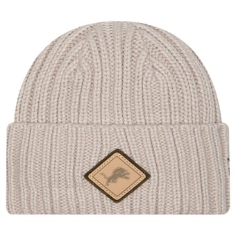 Men's New Era Light Beige Detroit Lions Logo Applique Cuffed Knit Hat
