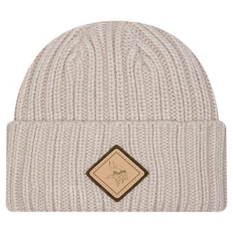 Men's New Era Light Beige Minnesota Vikings Logo Applique Cuffed Knit Hat