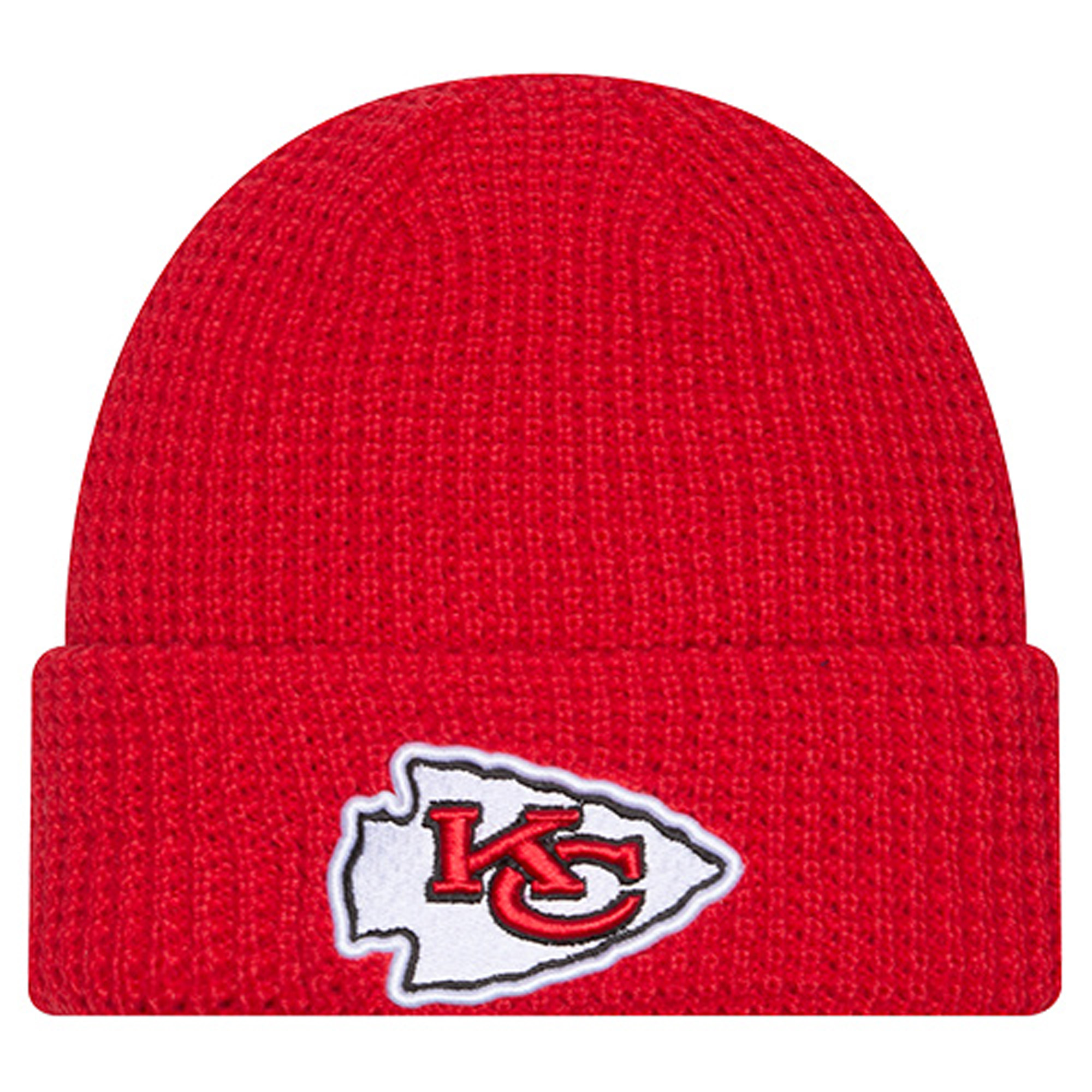 Youth New Era Red Kansas City Chiefs Waffle Cuffed Knit Hat