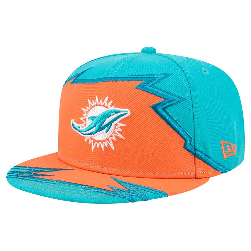 Men’s New Era Aqua/Orange Miami Dolphins Break 59FIFTY Fitted Hat Men’s New Era Aqua/Orange Miami Dolphins Break 59FIFTY Fitted Hat