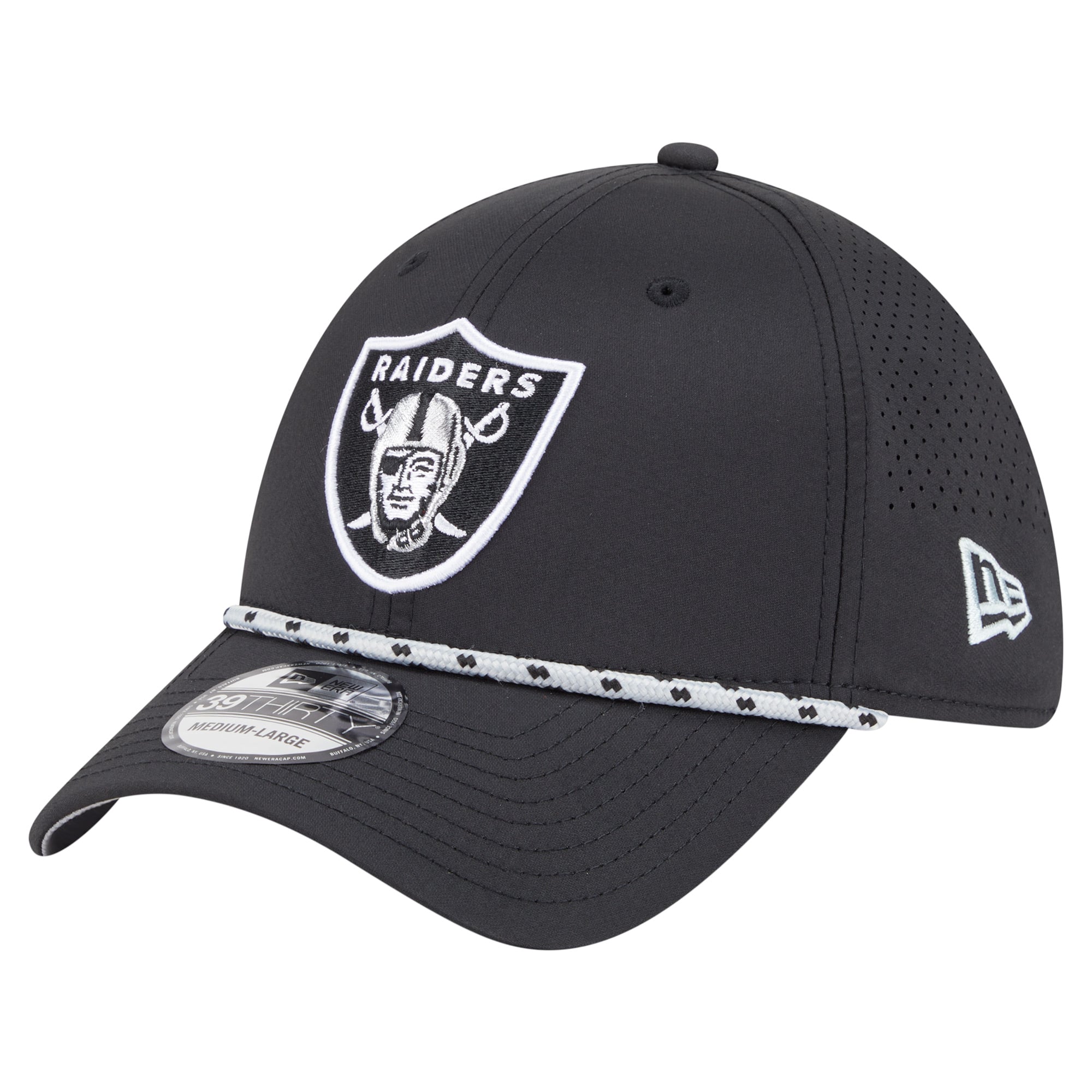 Men’s New Era Black Las Vegas Raiders Perforated 39THIRTY Flex Hat Men’s New Era Black Las Vegas Raiders Perforated 39THIRTY Flex Hat