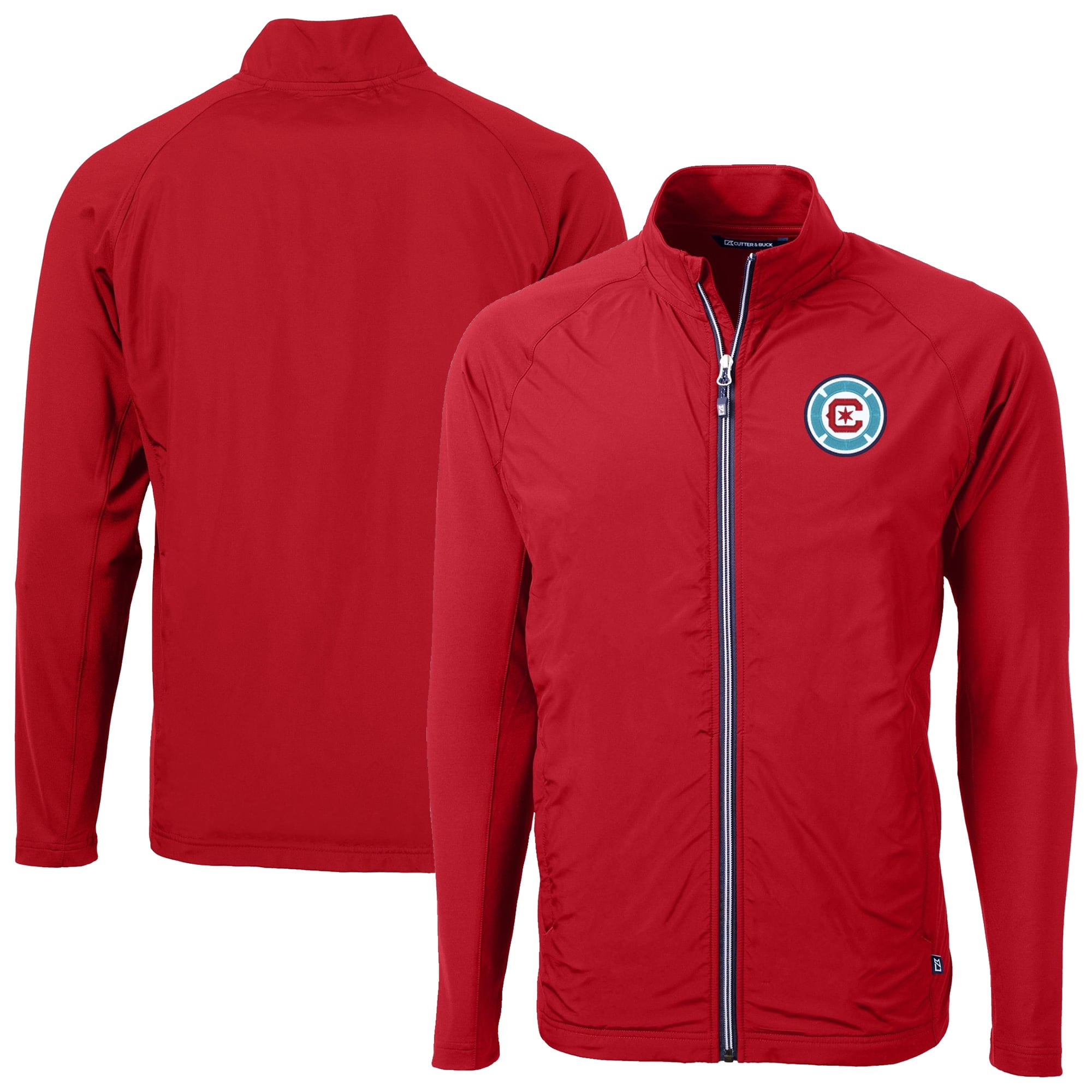 Men's Cutter & Buck Red Chicago Fire Adapt Eco Knit Hybrid Recycled Raglan Full-Zip Jacket