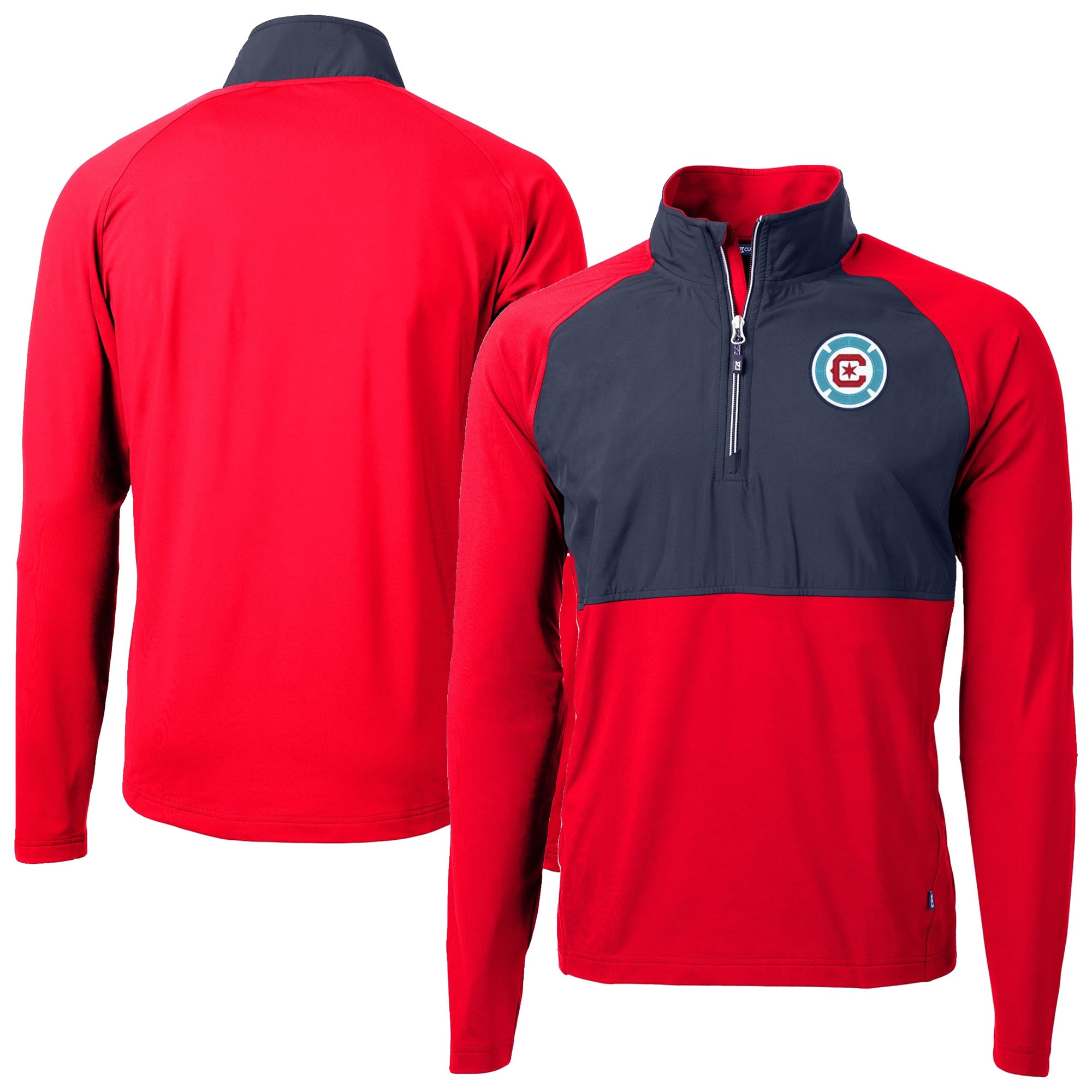 Men's Cutter & Buck Red Chicago Fire Adapt Eco Knit Hybrid Recycled Raglan Quarter-Zip Top