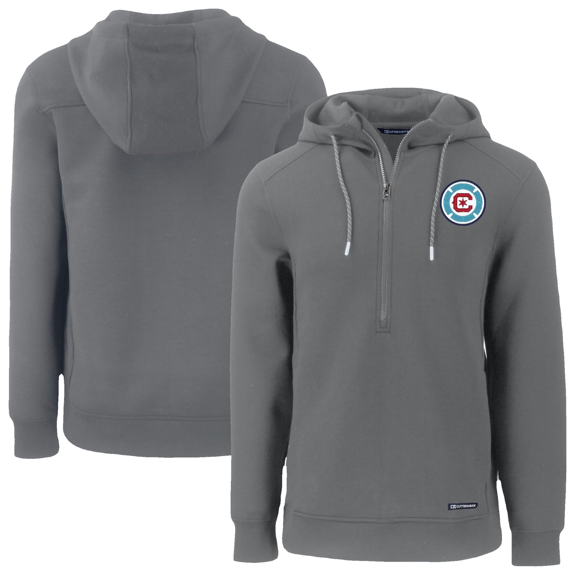 Men's Cutter & Buck Gray Chicago Fire Roam Eco Half-Zip Recycled Pullover Hoodie