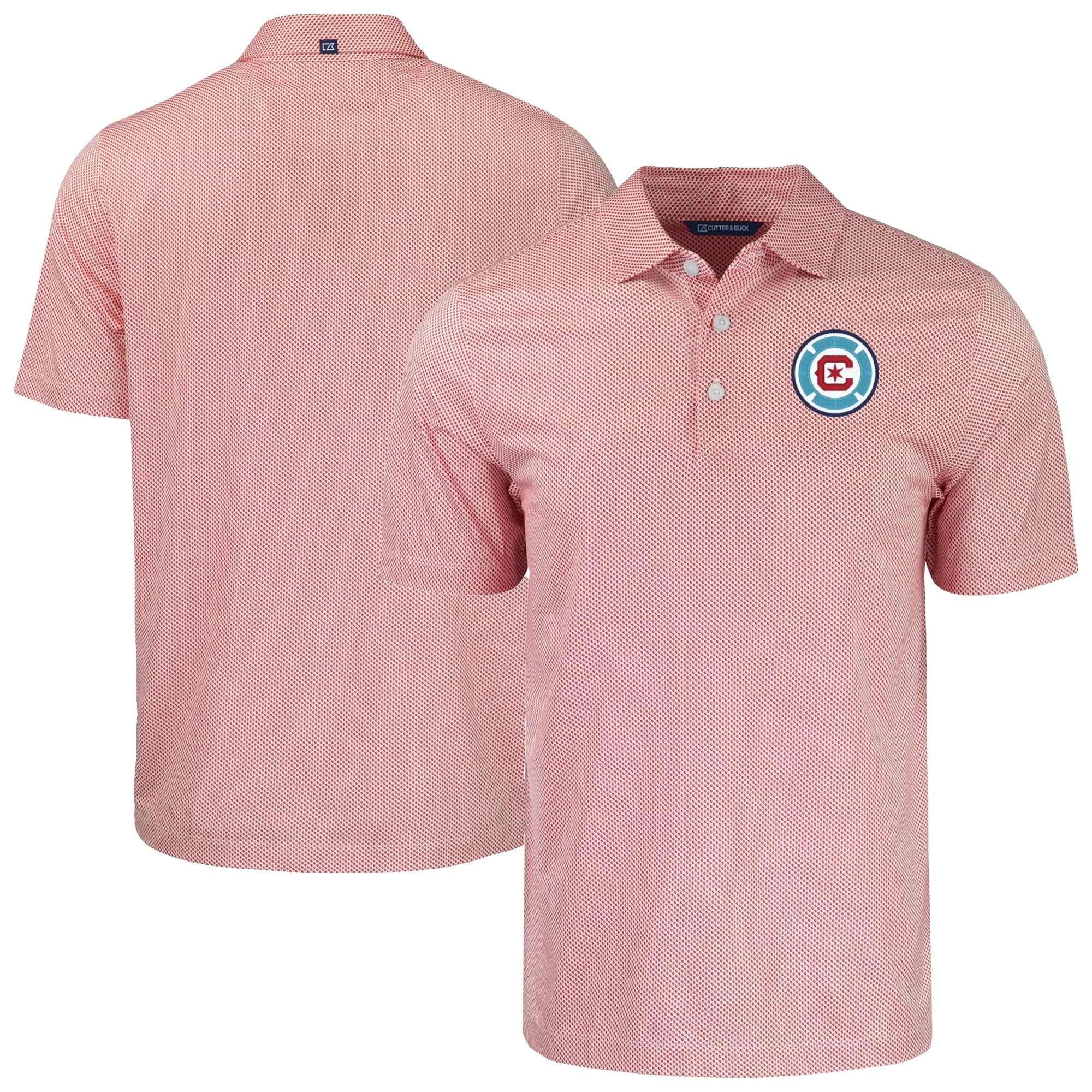 Men's Cutter & Buck Red Chicago Fire Pike Eco Symmetry Print Stretch Recycled Polo