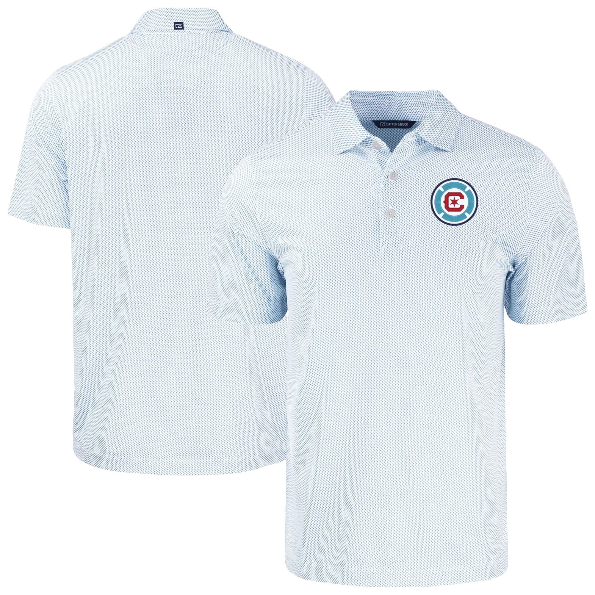 Men's Cutter & Buck Light Blue Chicago Fire Pike Eco Symmetry Print Stretch Recycled Polo