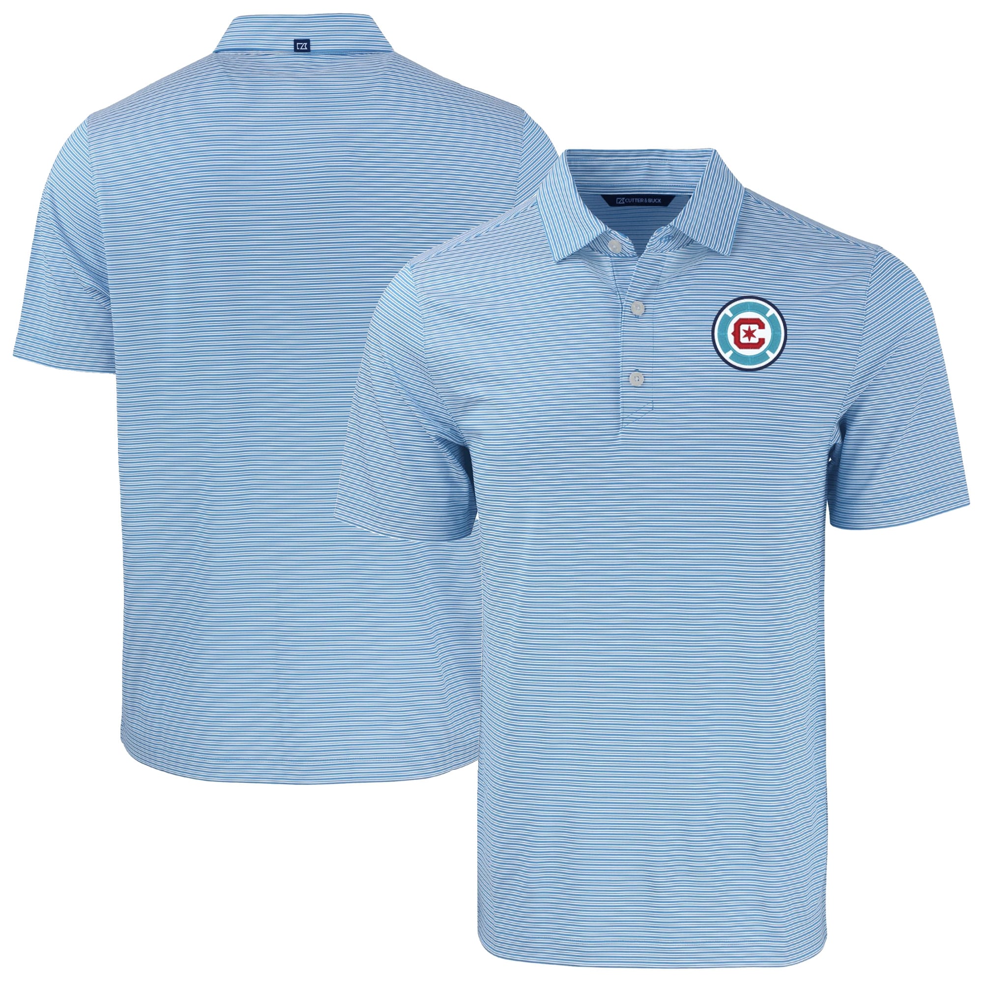 Men's Cutter & Buck Blue Chicago Fire Forge Eco Double Stripe Stretch Recycled Polo