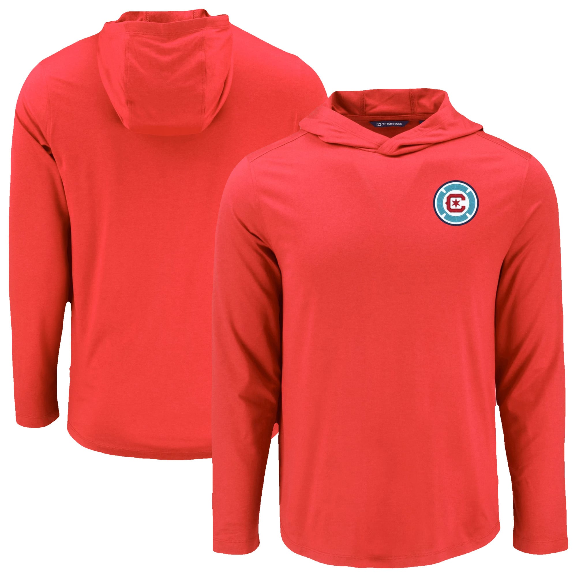 Men's Cutter & Buck Red Chicago Fire Coastline Epic Comfort Eco Recycled Long Sleeve Hoodie T-Shirt