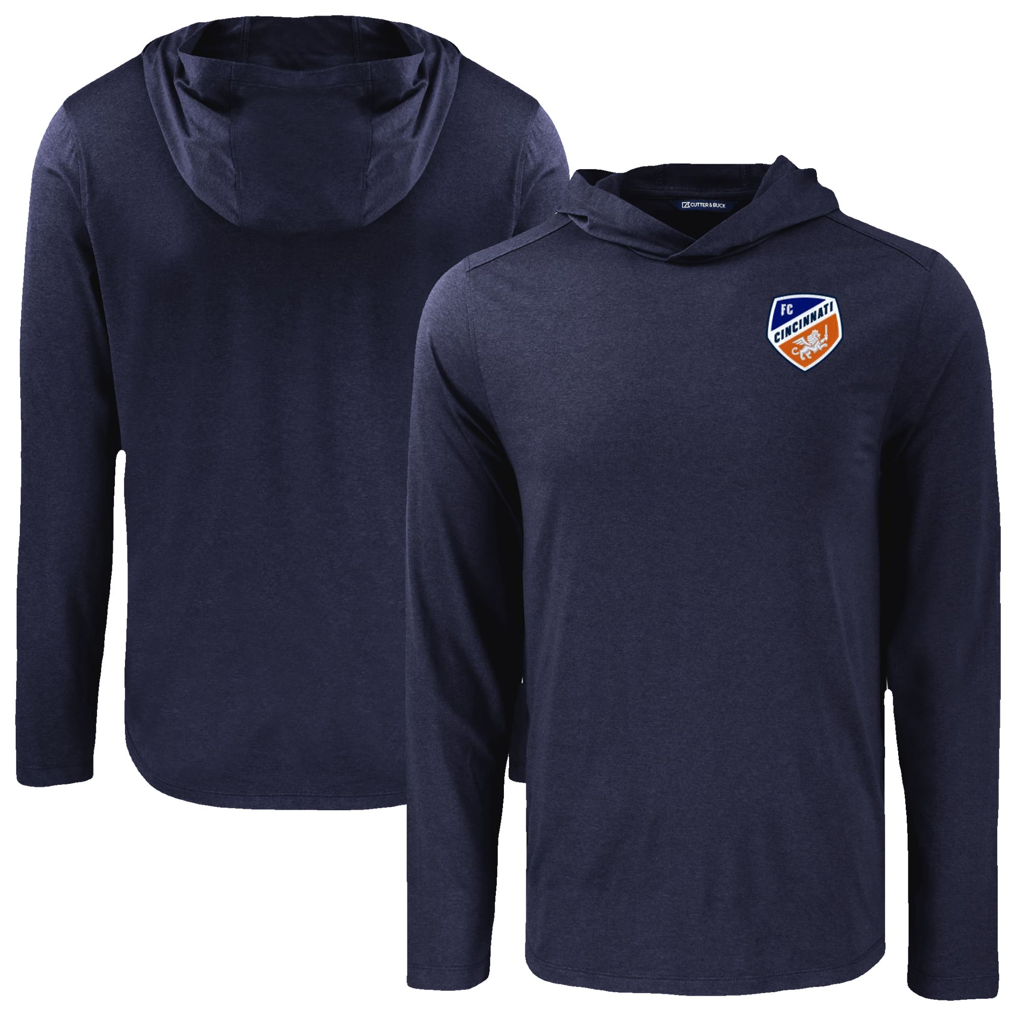 Men's Cutter & Buck Navy FC Cincinnati Coastline Epic Comfort Eco Recycled Long Sleeve Hoodie T-Shirt