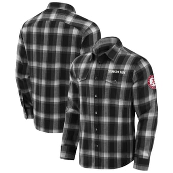 Men's Darius Rucker Collection by Fanatics Black Alabama Crimson Tide Flannel Plaid Full-Snap Shirt