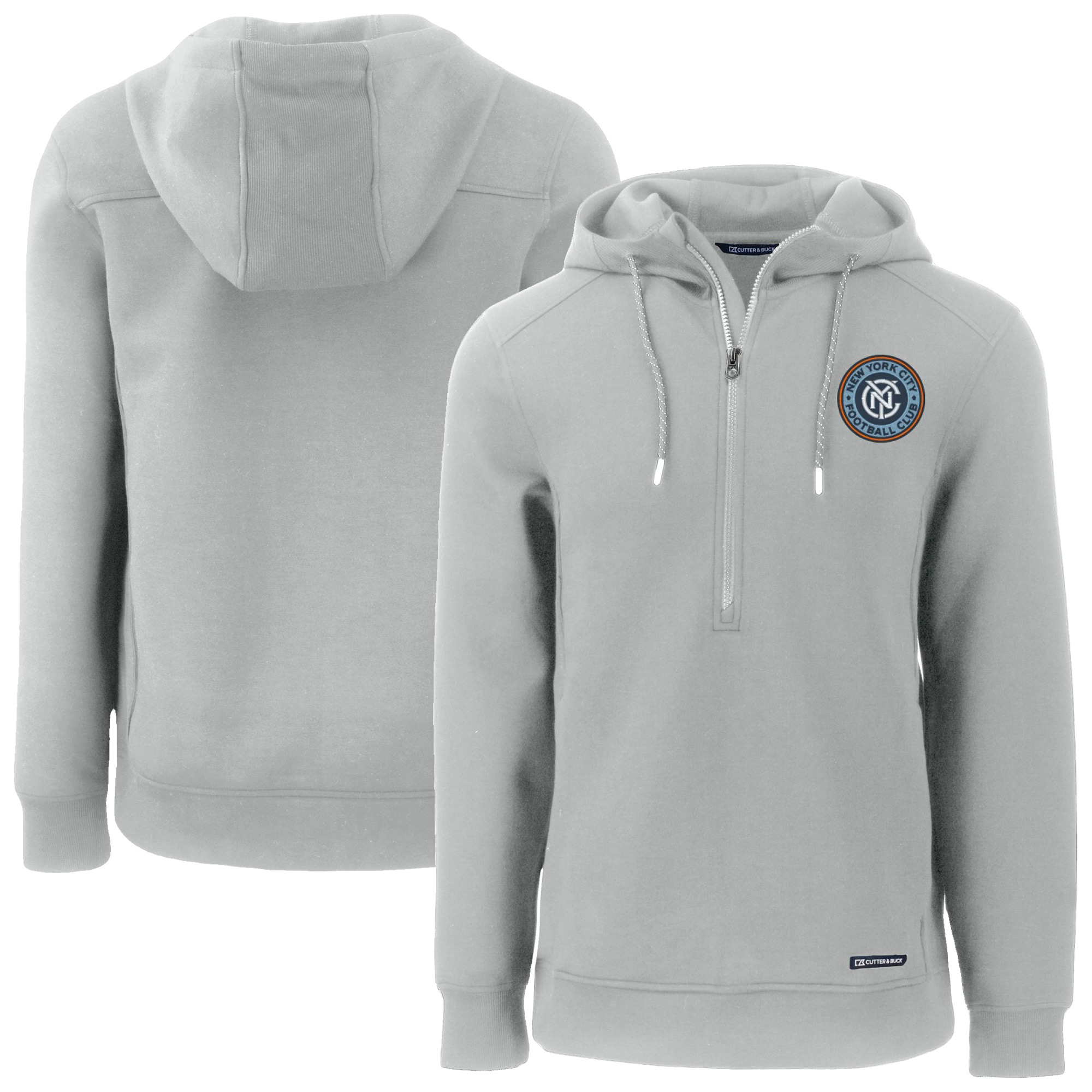 Men’s Cutter & Buck Gray New York City FC Roam Eco Half-Zip Recycled Pullover Hoodie Men’s Cutter & Buck Gray New York City FC Roam Eco Half-Zip Recycled Pullover Hoodie