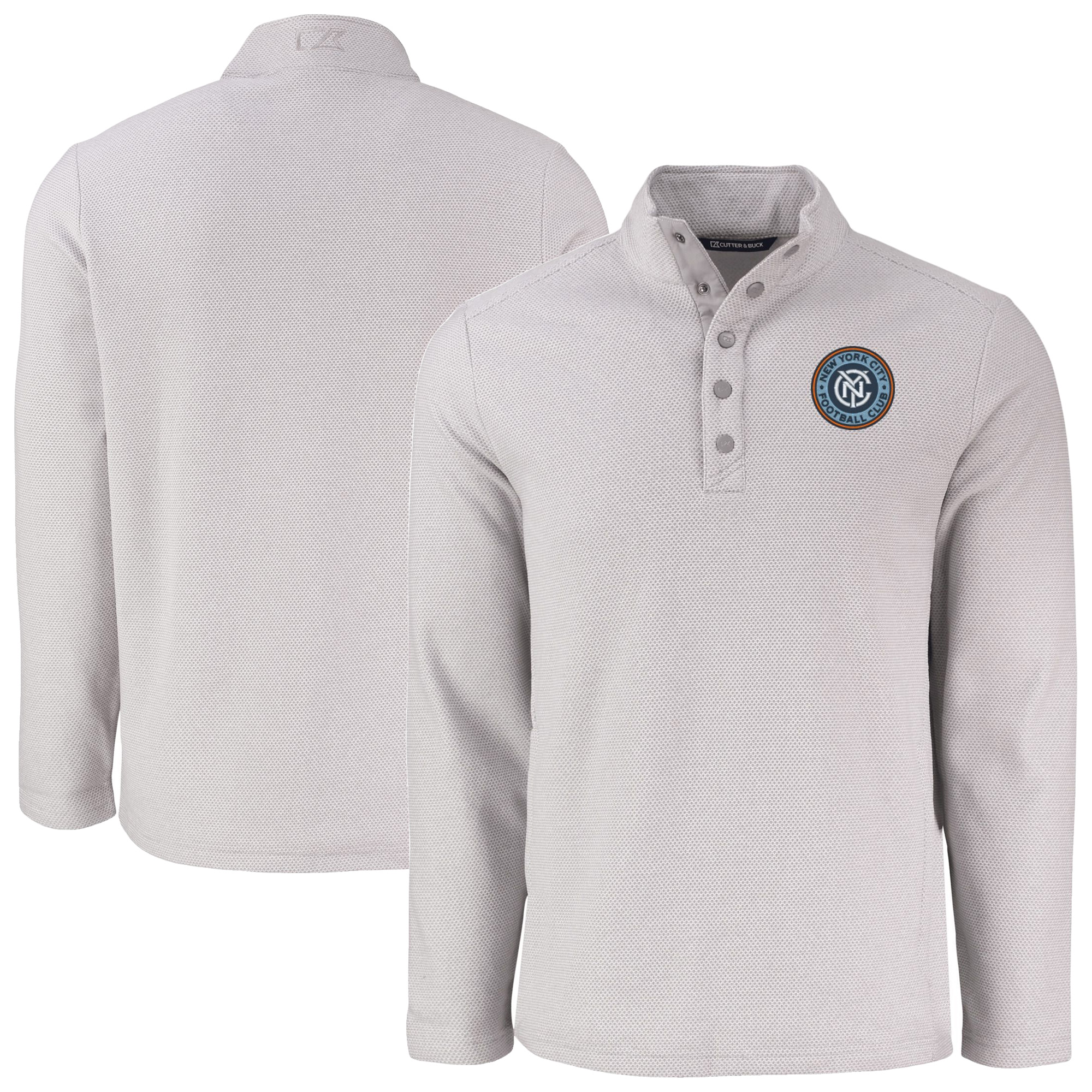 Men’s Cutter & Buck Gray New York City FC Hunts Point Eco Textured Fleece Recycled Quarter-Snap Pullover Men’s Cutter & Buck Gray New York City FC Hunts Point Eco Textured Fleece Recycled Quarter-Snap Pullover