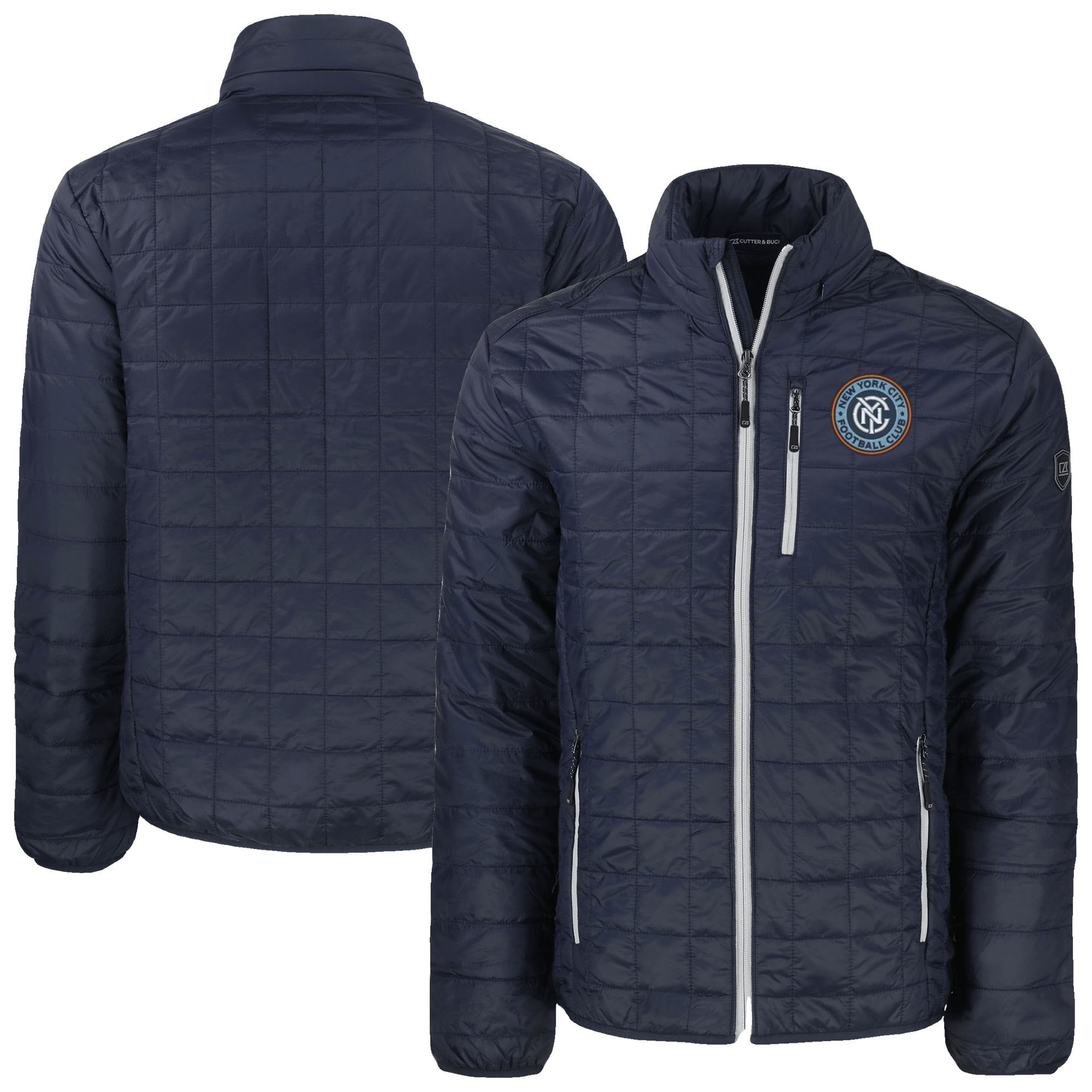 Men's Cutter & Buck Navy New York City FC Rainier PrimaLoft Eco Insulated Puffer Full-Zip Jacket