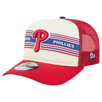Men's New Era Cream/Red Philadelphia Phillies Banner A-Frame 9FIFTY Trucker Snapback Hat