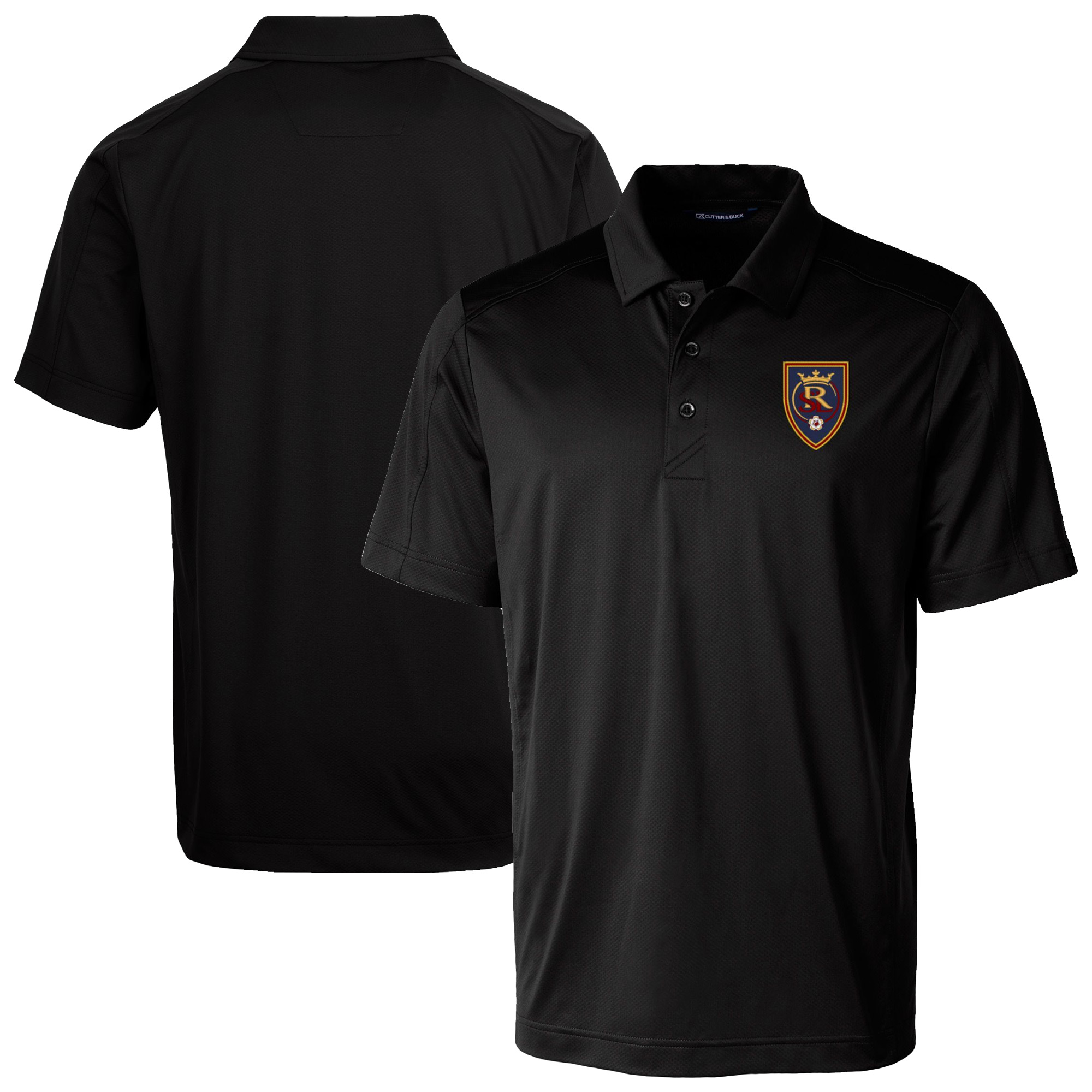 Men’s Cutter & Buck Black Real Salt Lake Prospect Eco Textured Stretch Recycled Polo Men’s Cutter & Buck Black Real Salt Lake Prospect Eco Textured Stretch Recycled Polo