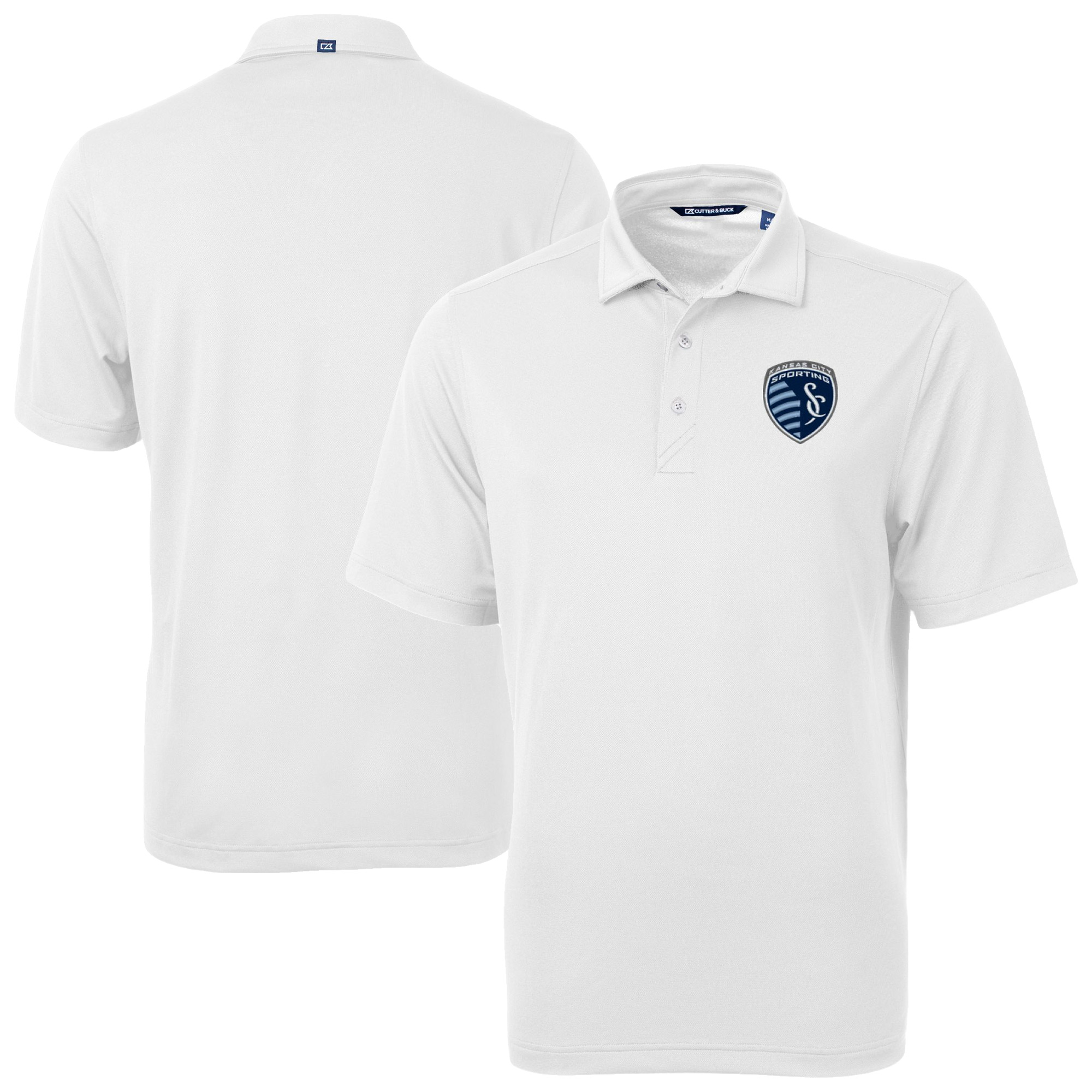 Men’s Cutter & Buck White Sporting Kansas City Virtue Eco Pique Recycled Polo Men’s Cutter & Buck White Sporting Kansas City Virtue Eco Pique Recycled Polo