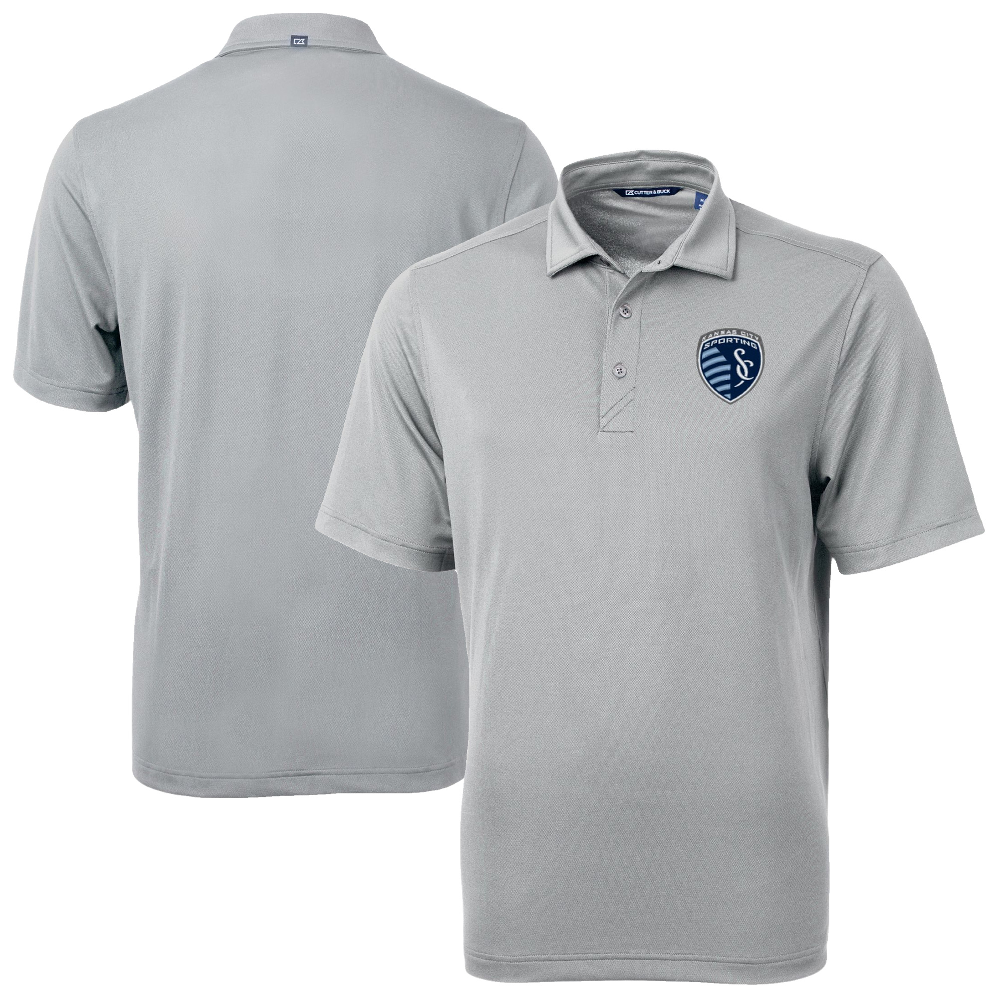 Men’s Cutter & Buck Gray Sporting Kansas City Virtue Eco Pique Recycled Polo Men’s Cutter & Buck Gray Sporting Kansas City Virtue Eco Pique Recycled Polo