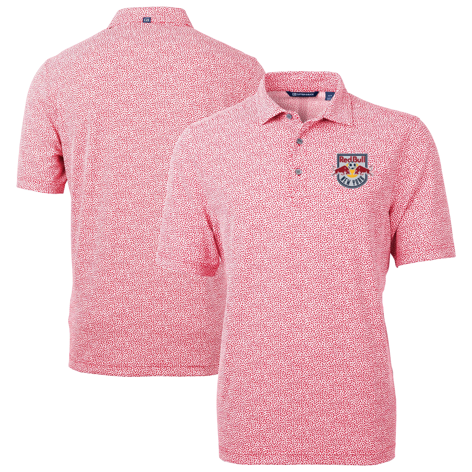 Men’s Cutter & Buck Red New York Red Bulls Virtue Eco Pique Botanical Print Recycled Polo Men’s Cutter & Buck Red New York Red Bulls Virtue Eco Pique Botanical Print Recycled Polo