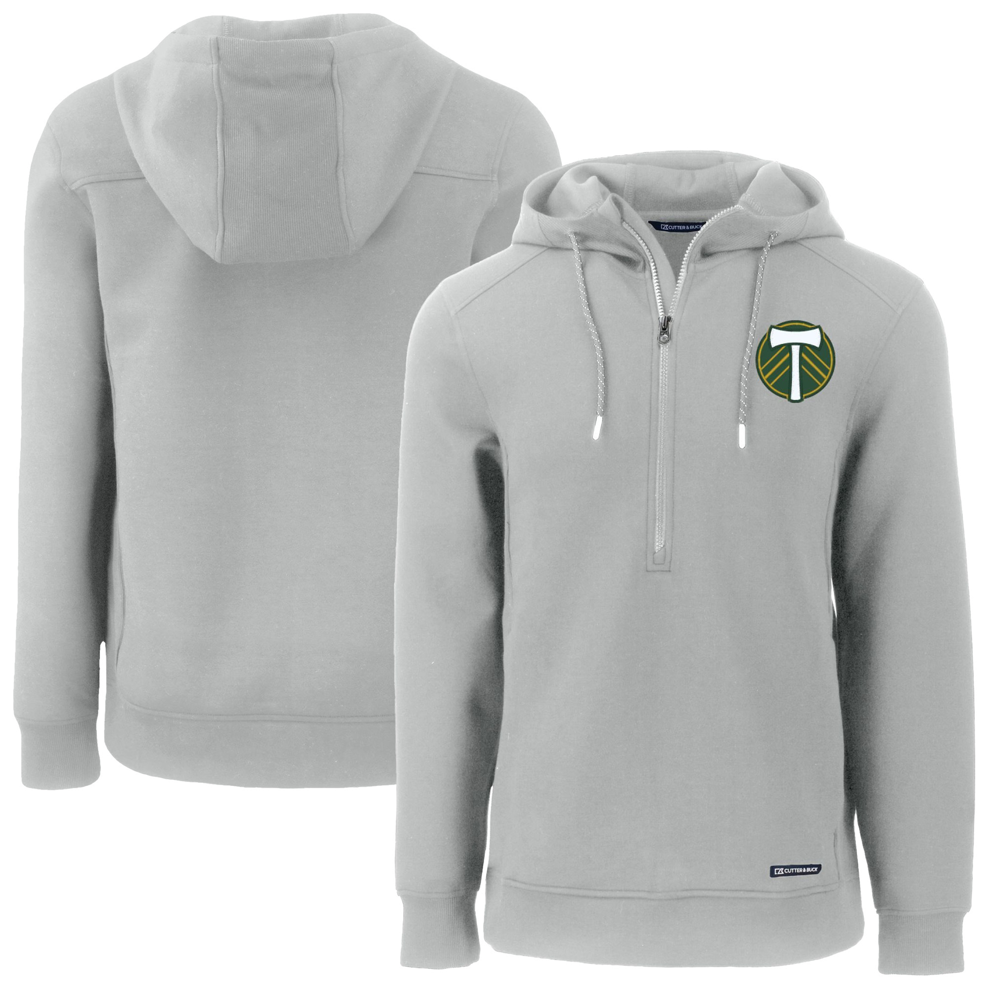 Men's Cutter & Buck Gray Portland Timbers Roam Eco Half-Zip Recycled Tri-Blend Half-Zip Hoodie