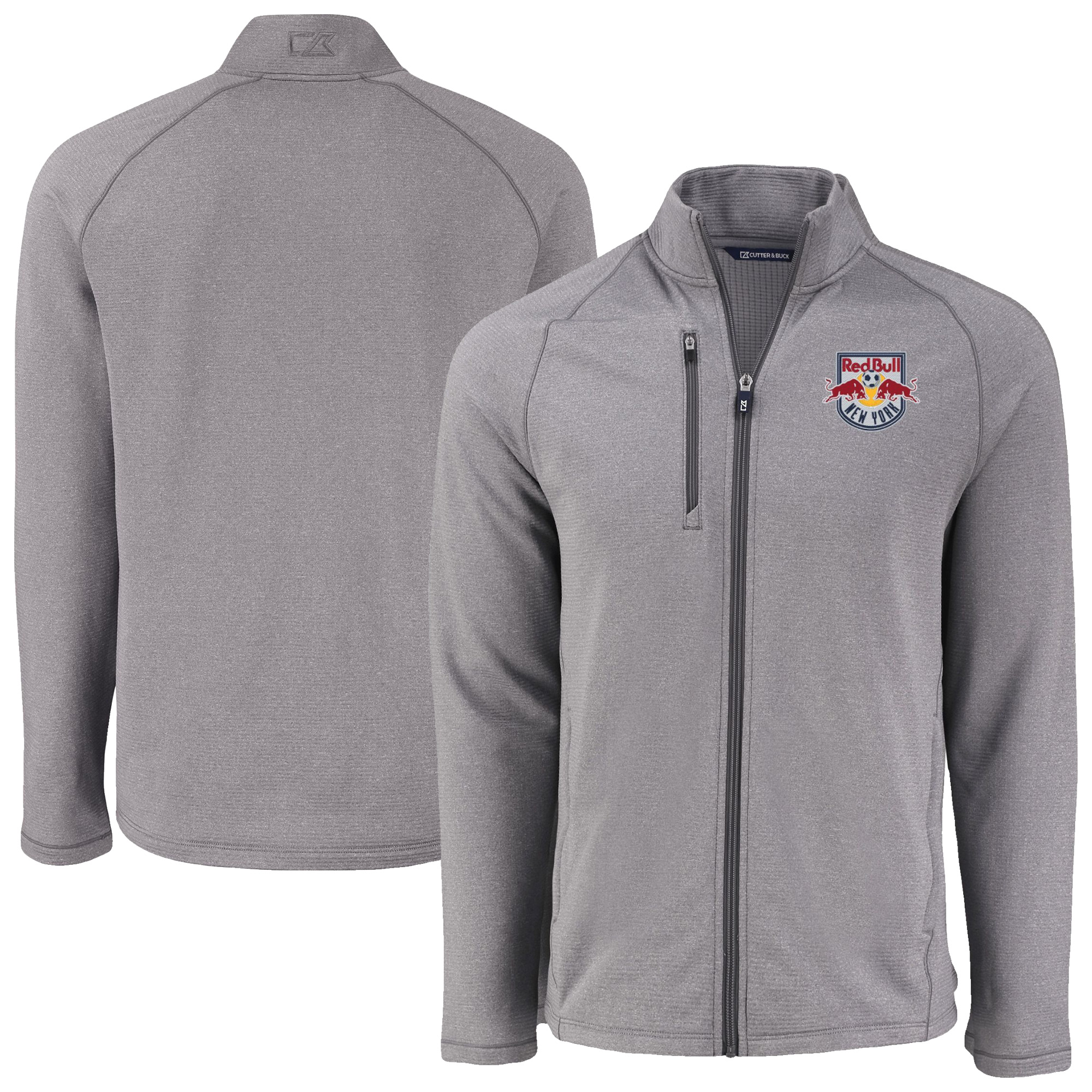 Men’s Cutter & Buck Heather Gray New York Red Bulls Peshastin Eco Fleece Recycled Raglan Full-Zip Jacket Men’s Cutter & Buck Heather Gray New York Red Bulls Peshastin Eco Fleece Recycled Raglan Full-Zip Jacket