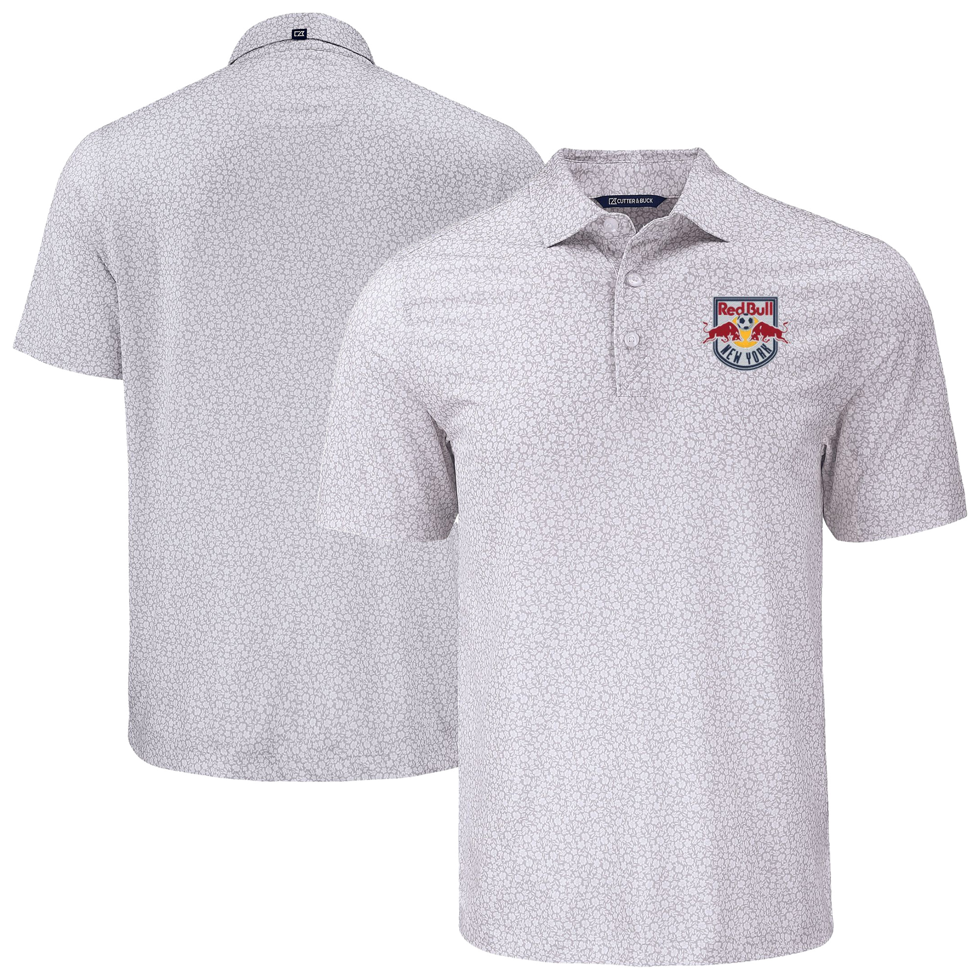 Men’s Cutter & Buck Gray New York Red Bulls Pike Eco Flora Print Recycled Polo Men’s Cutter & Buck Gray New York Red Bulls Pike Eco Flora Print Recycled Polo