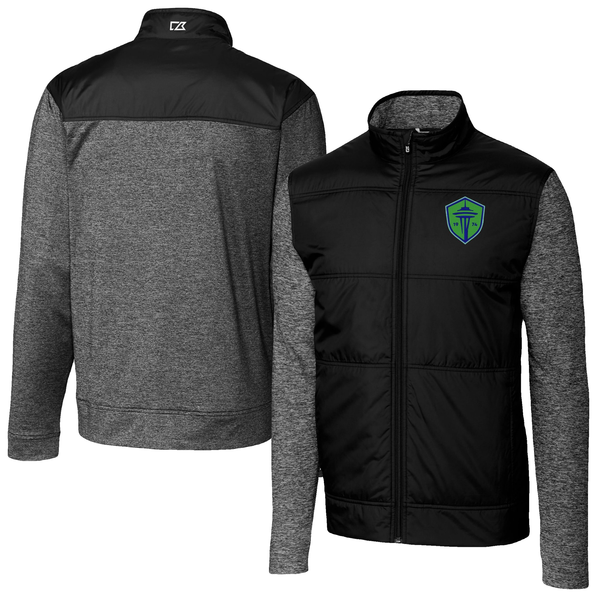 Men’s Cutter & Buck Black Seattle Sounders FC Stealth Hybrid Quilted Full-Zip Windbreaker Jacket Men’s Cutter & Buck Black Seattle Sounders FC Stealth Hybrid Quilted Full-Zip Windbreaker Jacket