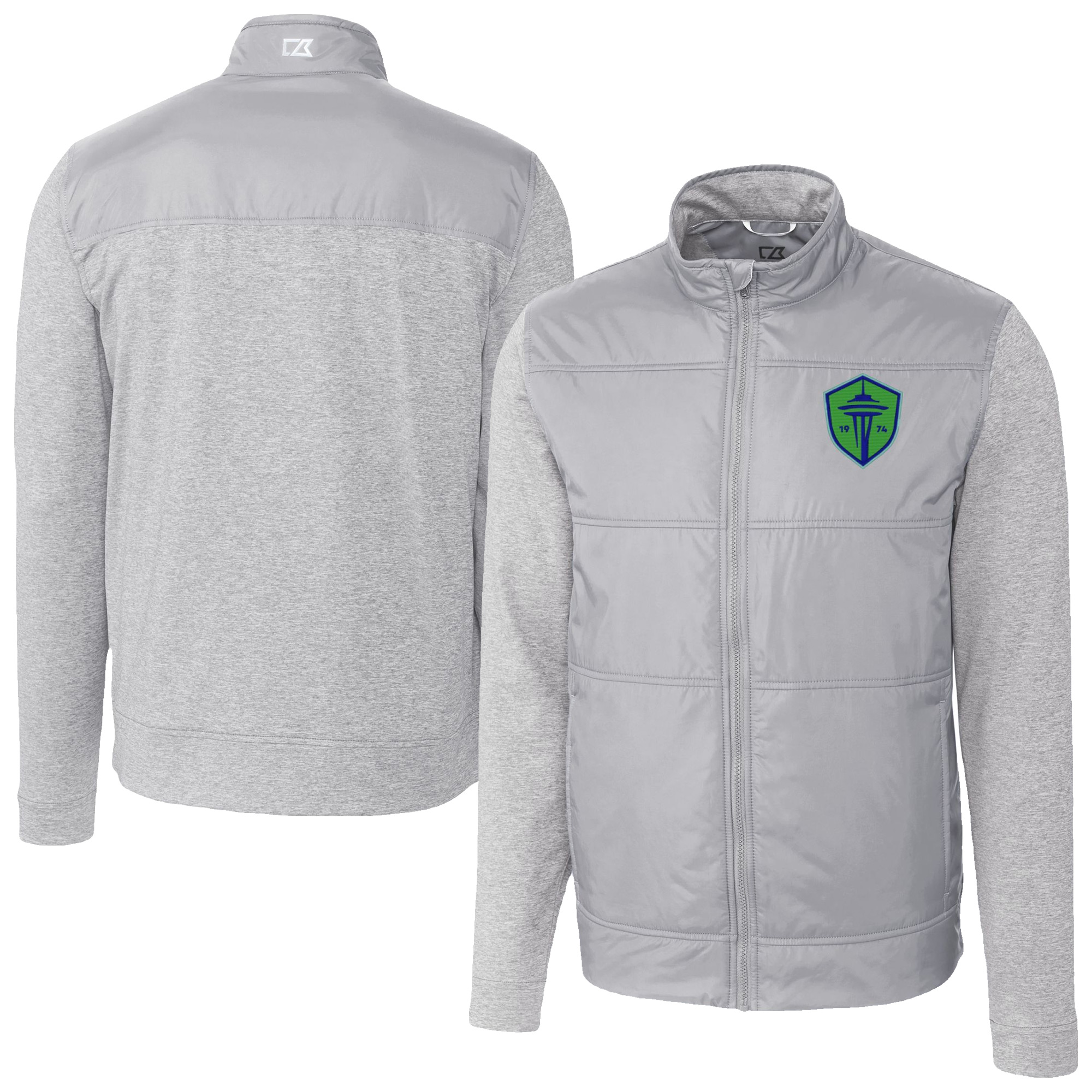 Men’s Cutter & Buck Gray Seattle Sounders FC Stealth Hybrid Quilted Full-Zip Windbreaker Jacket Men’s Cutter & Buck Gray Seattle Sounders FC Stealth Hybrid Quilted Full-Zip Windbreaker Jacket