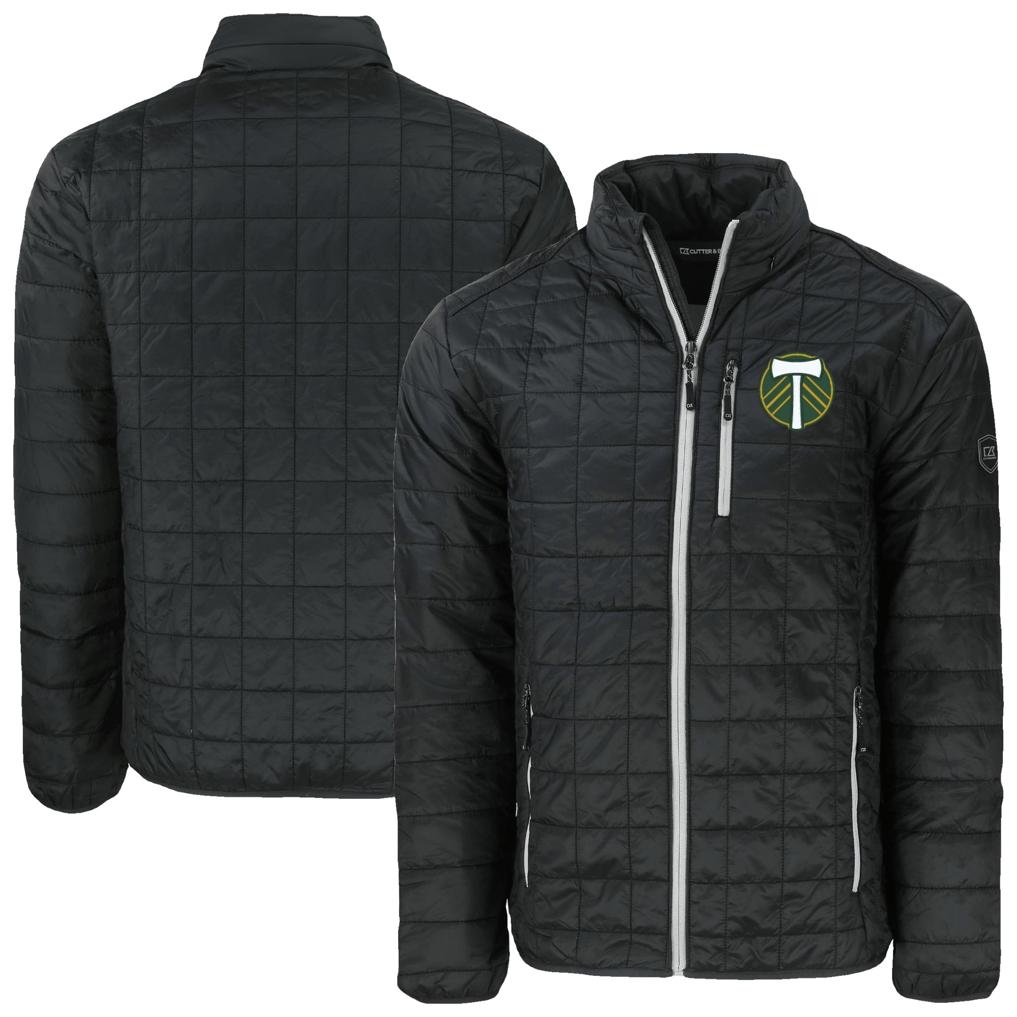 Men's Cutter & Buck Black Portland Timbers Rainier PrimaLoft Eco Insulated Full-Zip Puffer Jacket