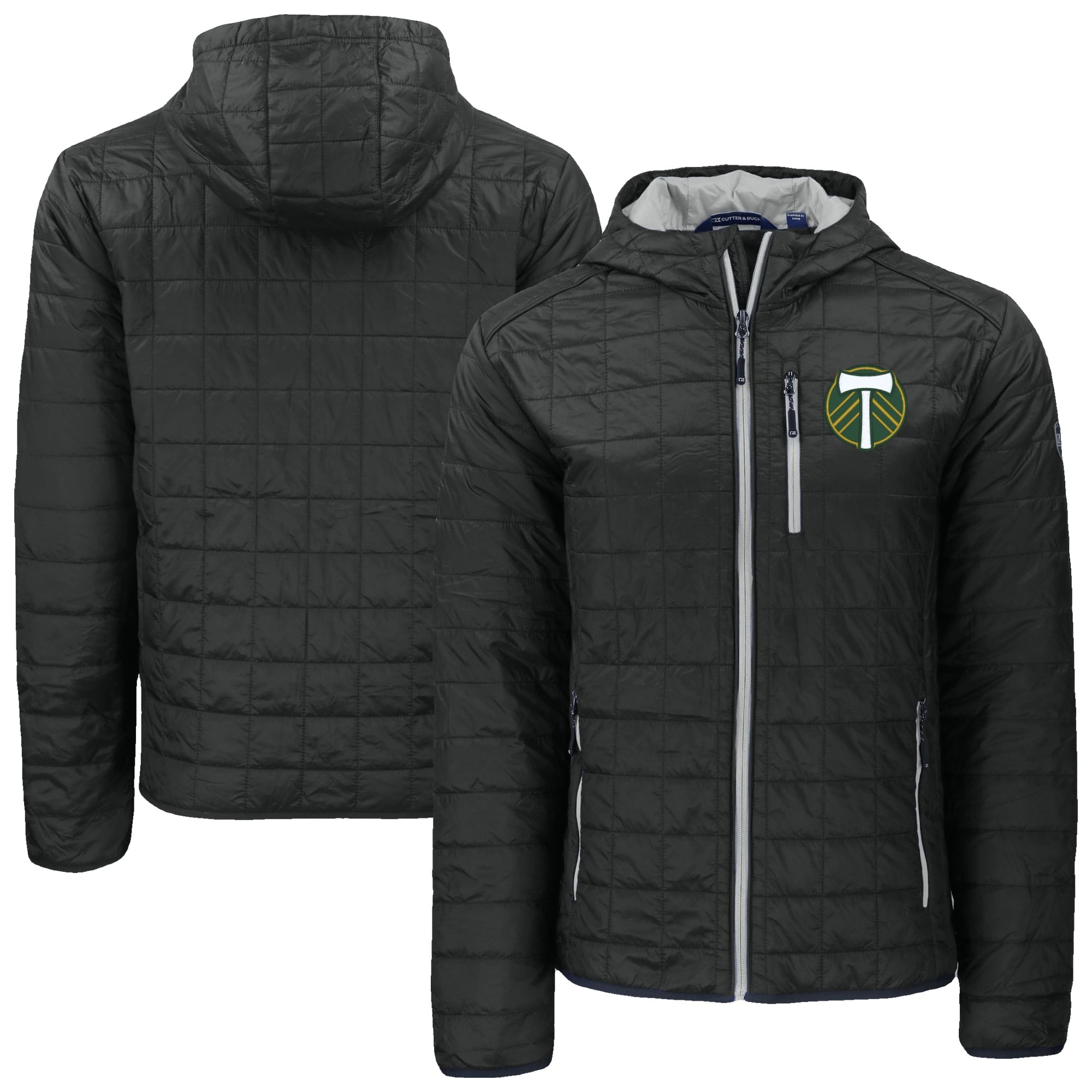 Men's Cutter & Buck Black Portland Timbers Rainier Primaloft Eco Full-Zip Hooded Jacket