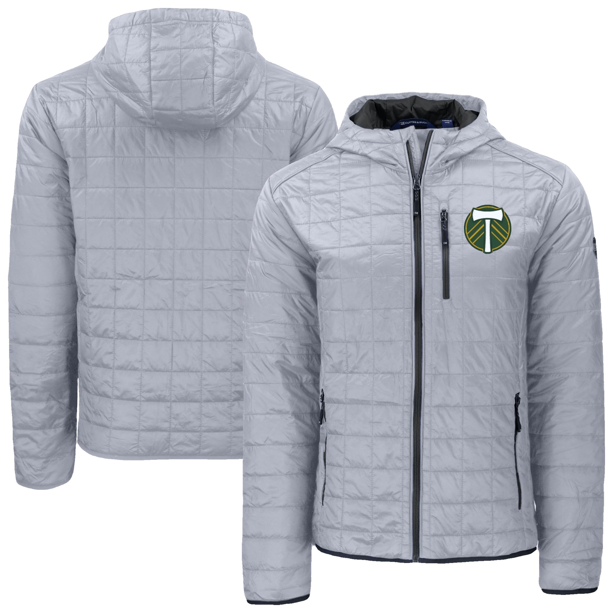 Men's Cutter & Buck Gray Portland Timbers Rainier Primaloft Eco Full-Zip Hooded Jacket
