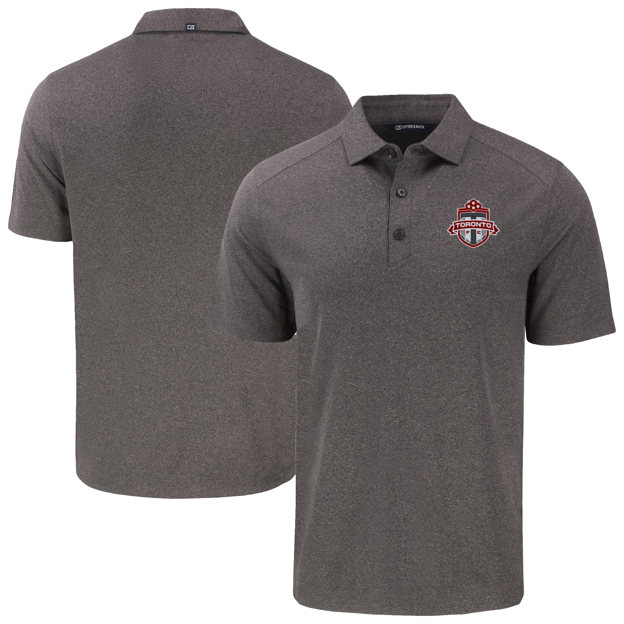 Men’s Cutter & Buck Heather Black Toronto FC Forge Eco Stretch Recycled Polo Men’s Cutter & Buck Heather Black Toronto FC Forge Eco Stretch Recycled Polo