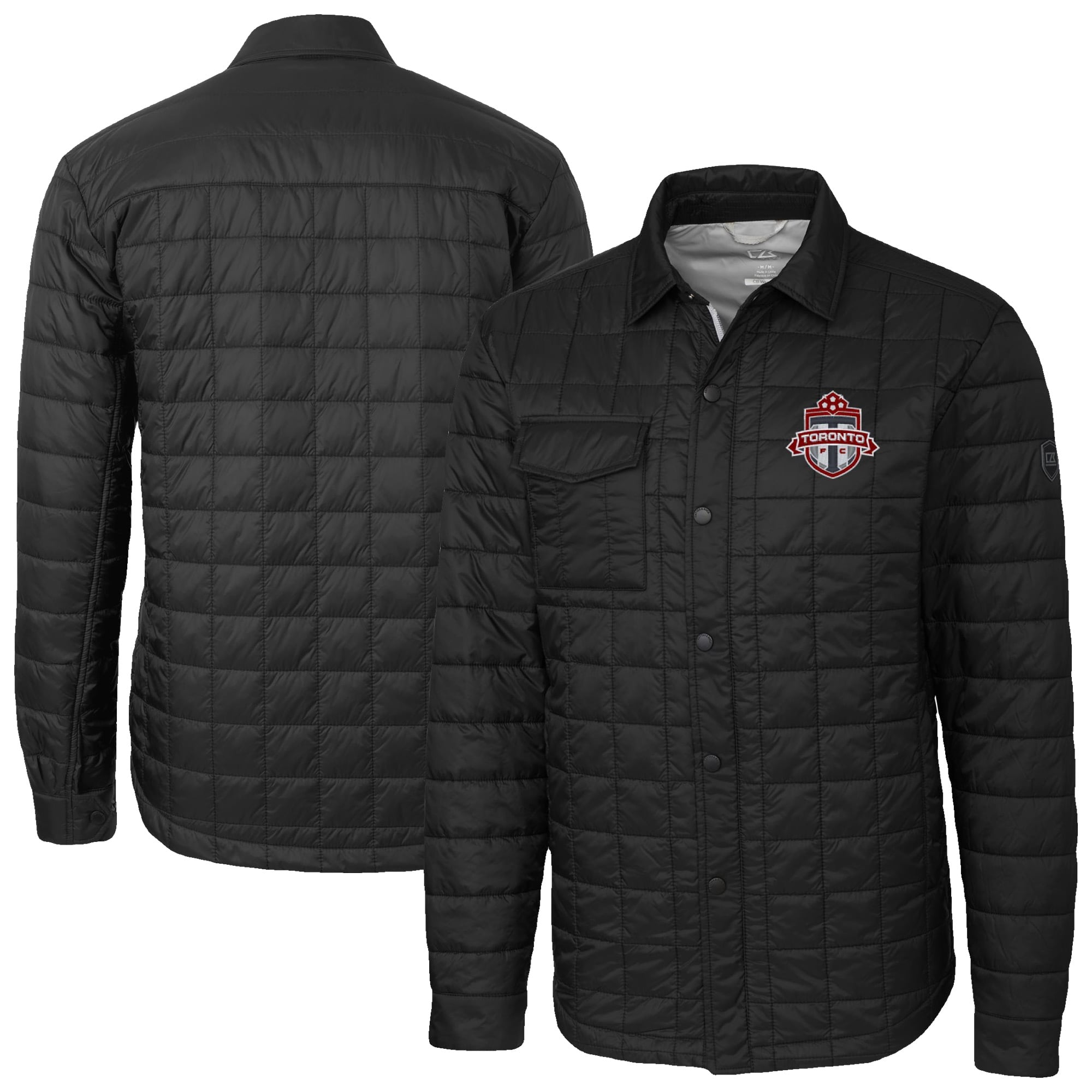 Men's Cutter & Buck Black Toronto FC Rainier PrimaLoft Eco Insulated Quilted Shirt Jacket