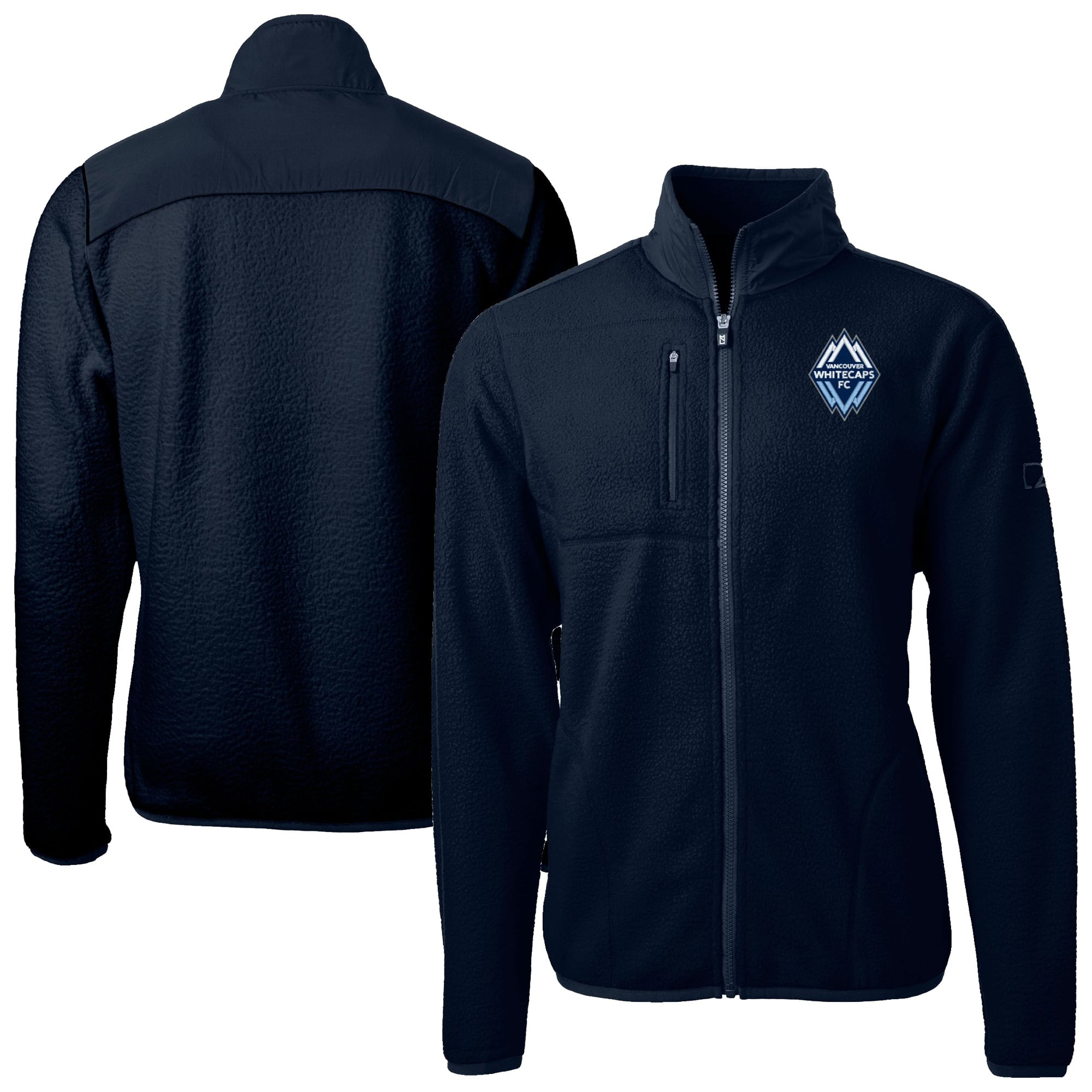 Men's Cutter & Buck Navy Vancouver Whitecaps FC Cascade Eco Fleece Full-Zip Jacket