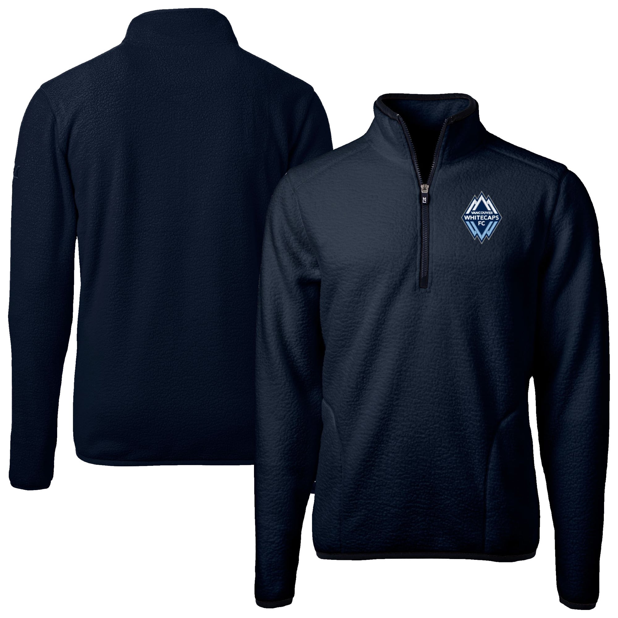 Men's Cutter & Buck Navy Vancouver Whitecaps FC Cascade Eco Fleece Quarter-Zip Jacket