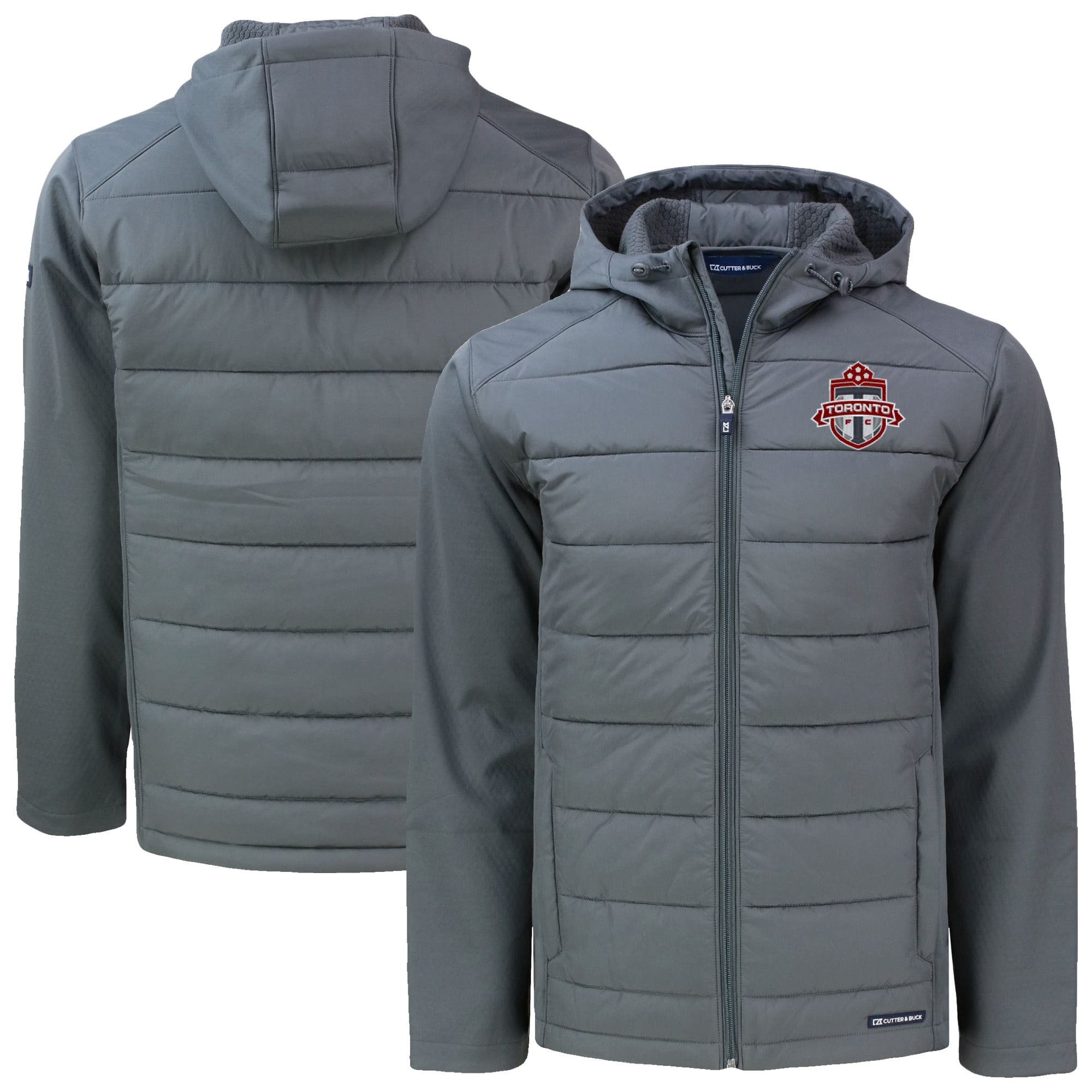 Men's Cutter & Buck Gray Toronto FC Evoke Hybrid Eco Softshell Recycled Full Zip Hooded Jacket