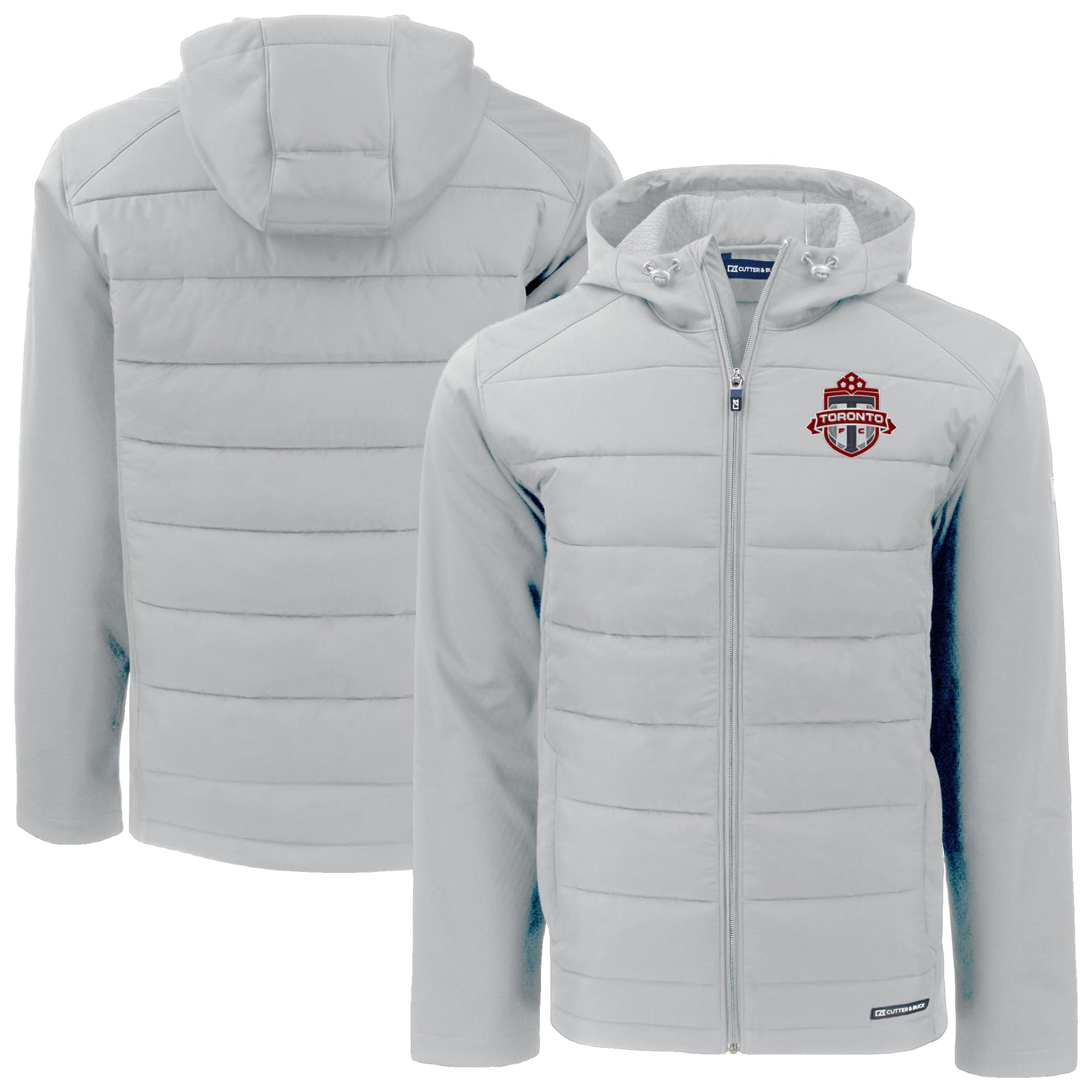 Men's Cutter & Buck Gray Toronto FC Evoke Hybrid Eco Softshell Recycled Full Zip Hooded Jacket