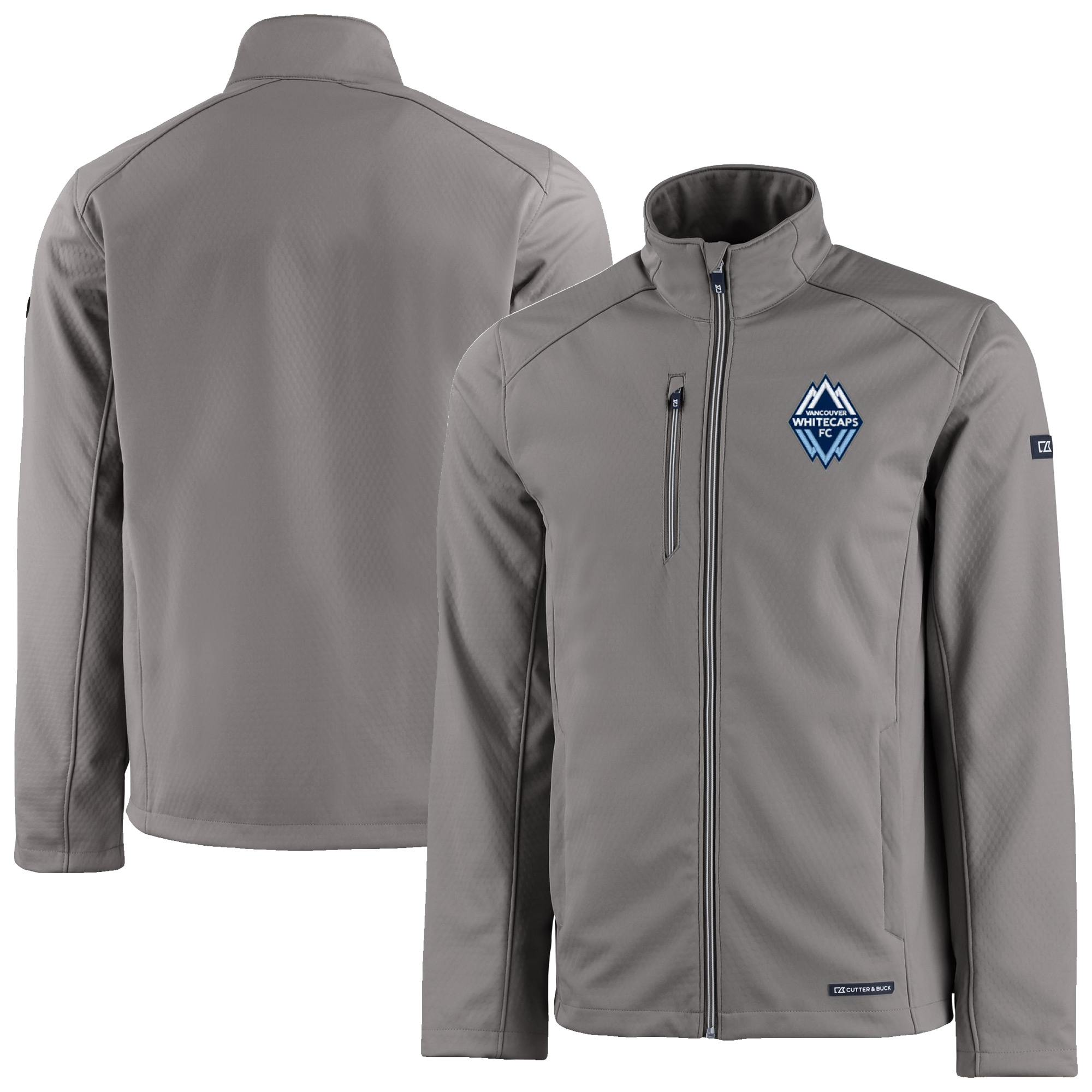 Men's Cutter & Buck Gray Vancouver Whitecaps FC Evoke Eco Softshell Recycled Full-Zip Jacket