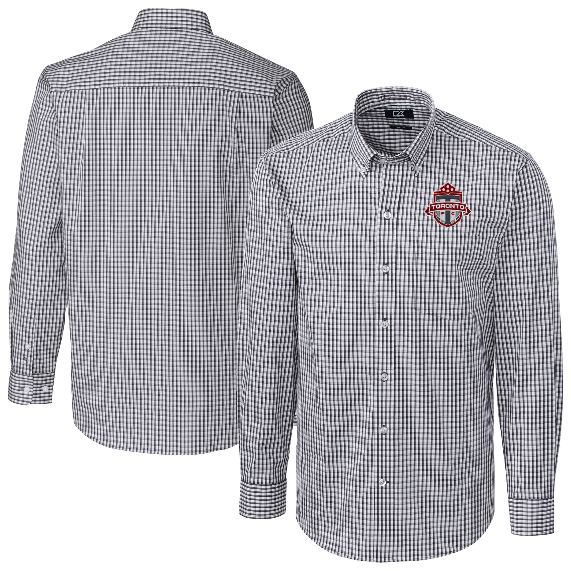 Men’s Cutter & Buck Charcoal Toronto FC Easy Care Stretch Gingham Long Sleeve Button-Down Shirt Men’s Cutter & Buck Charcoal Toronto FC Easy Care Stretch Gingham Long Sleeve Button-Down Shirt