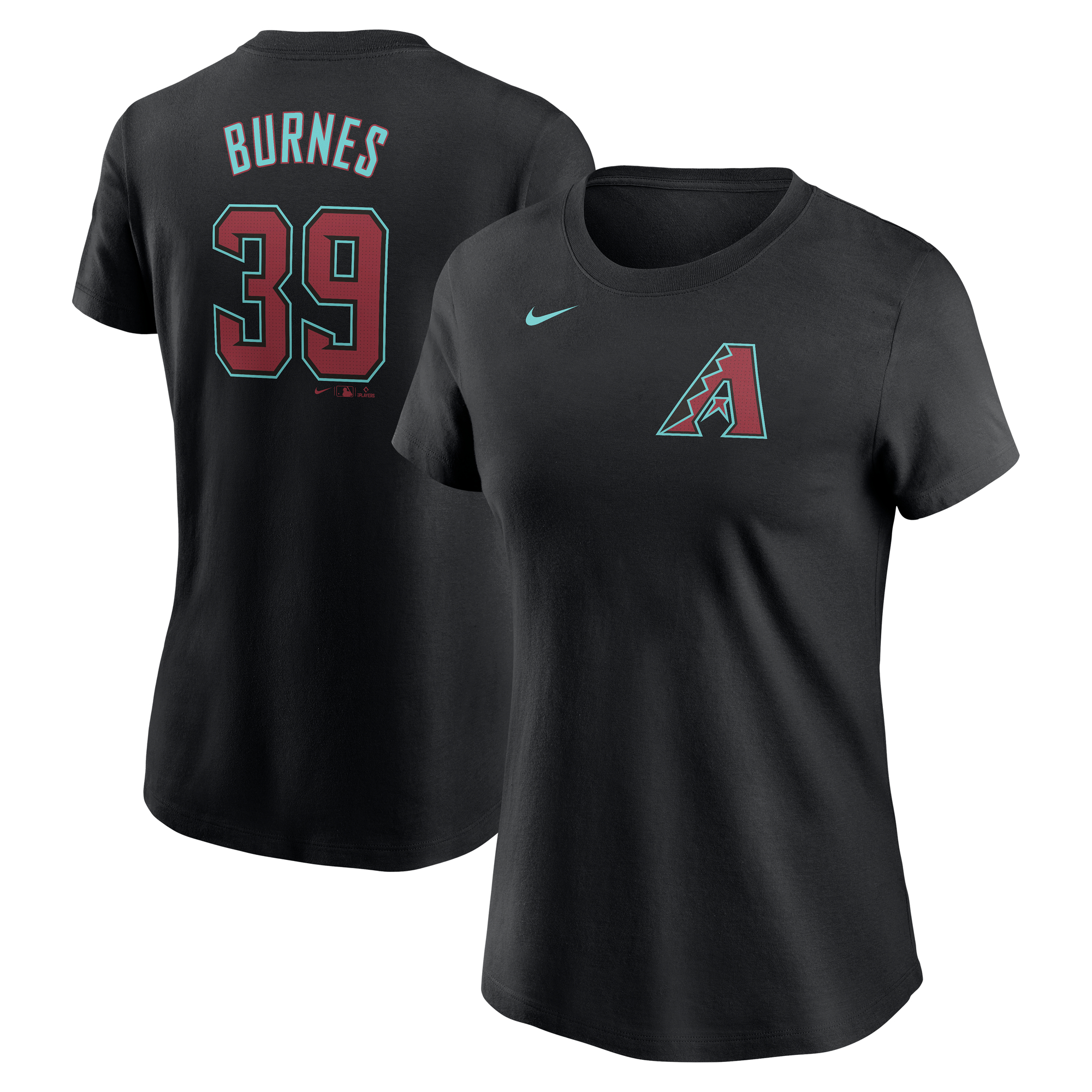 Women's Nike Corbin Burnes Black Arizona Diamondbacks Fuse Name & Number T-Shirt