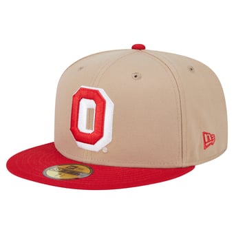 Men's New Era  Khaki Ohio State Buckeyes Throwback Two-Tone 59FIFTY Fitted Hat