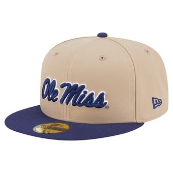 Men's New Era  Khaki Ole Miss Rebels Two-Tone 59FIFTY Fitted Hat