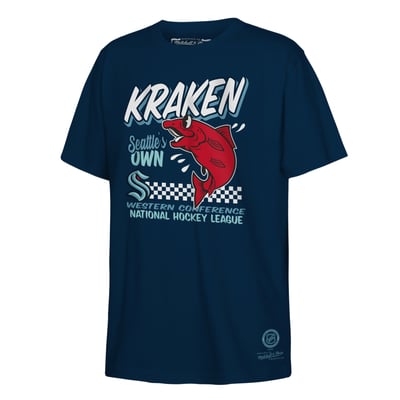 Youth Mitchell & Ness Deep Sea Blue Seattle Kraken Concession Stand T-Shirt