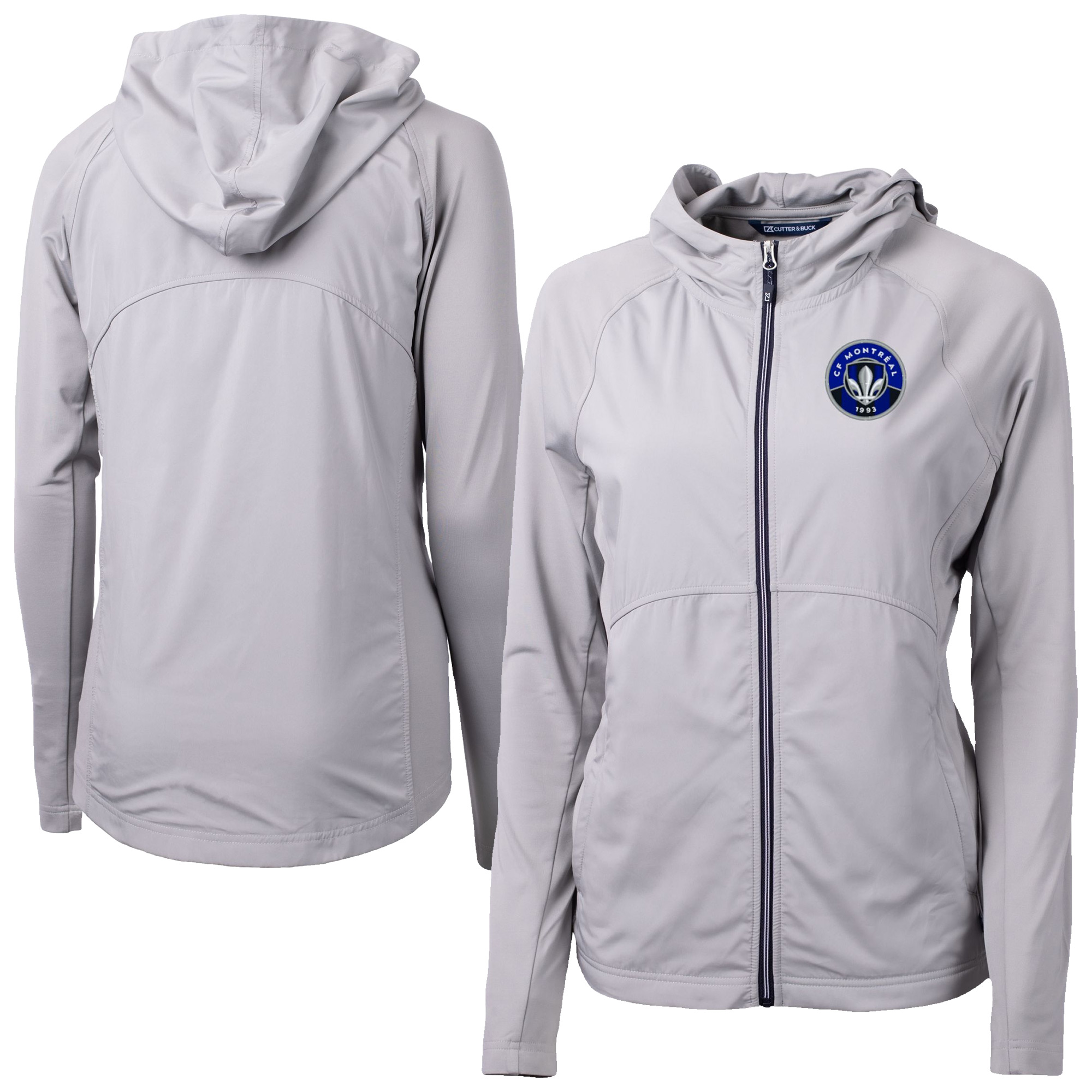 Women's Cutter & Buck Gray CF Montreal Adapt Eco Knit Hybrid Recycled Raglan Full-Zip Jacket