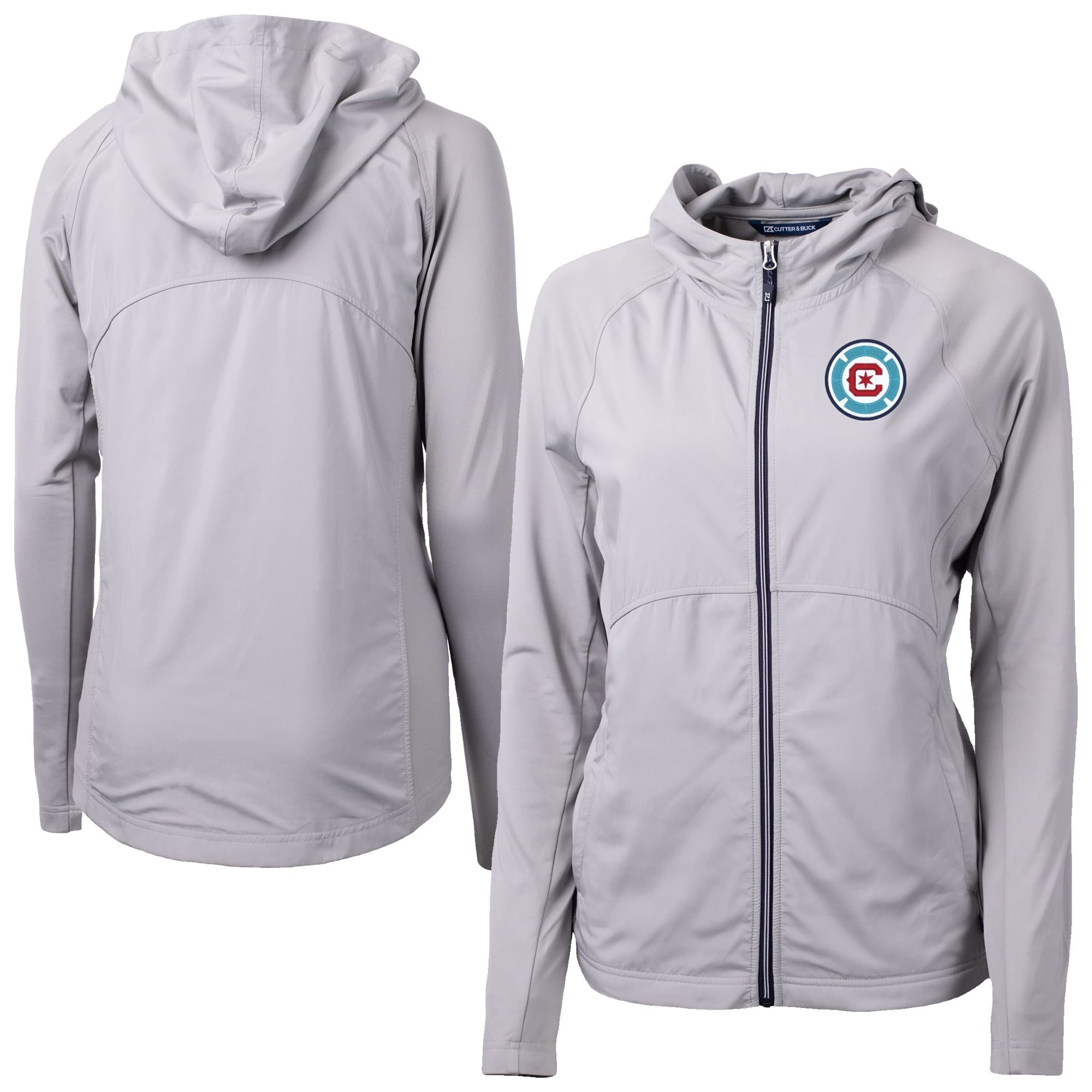 Women's Cutter & Buck Gray Chicago Fire Adapt Eco Knit Hybrid Recycled Raglan Full-Zip Jacket