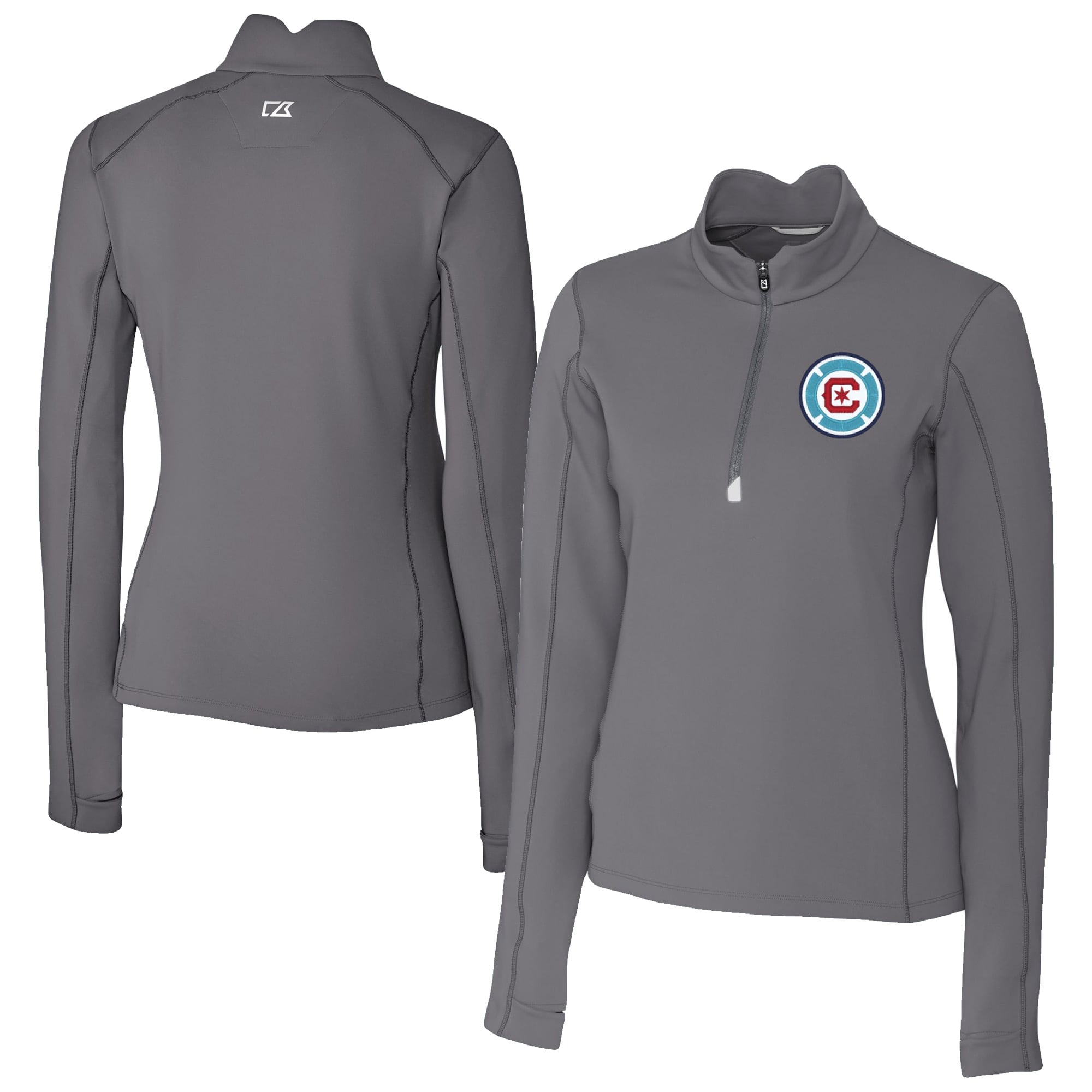 Women's Cutter & Buck Gray Chicago Fire Traverse Stretch Eco Quarter-Zip Top