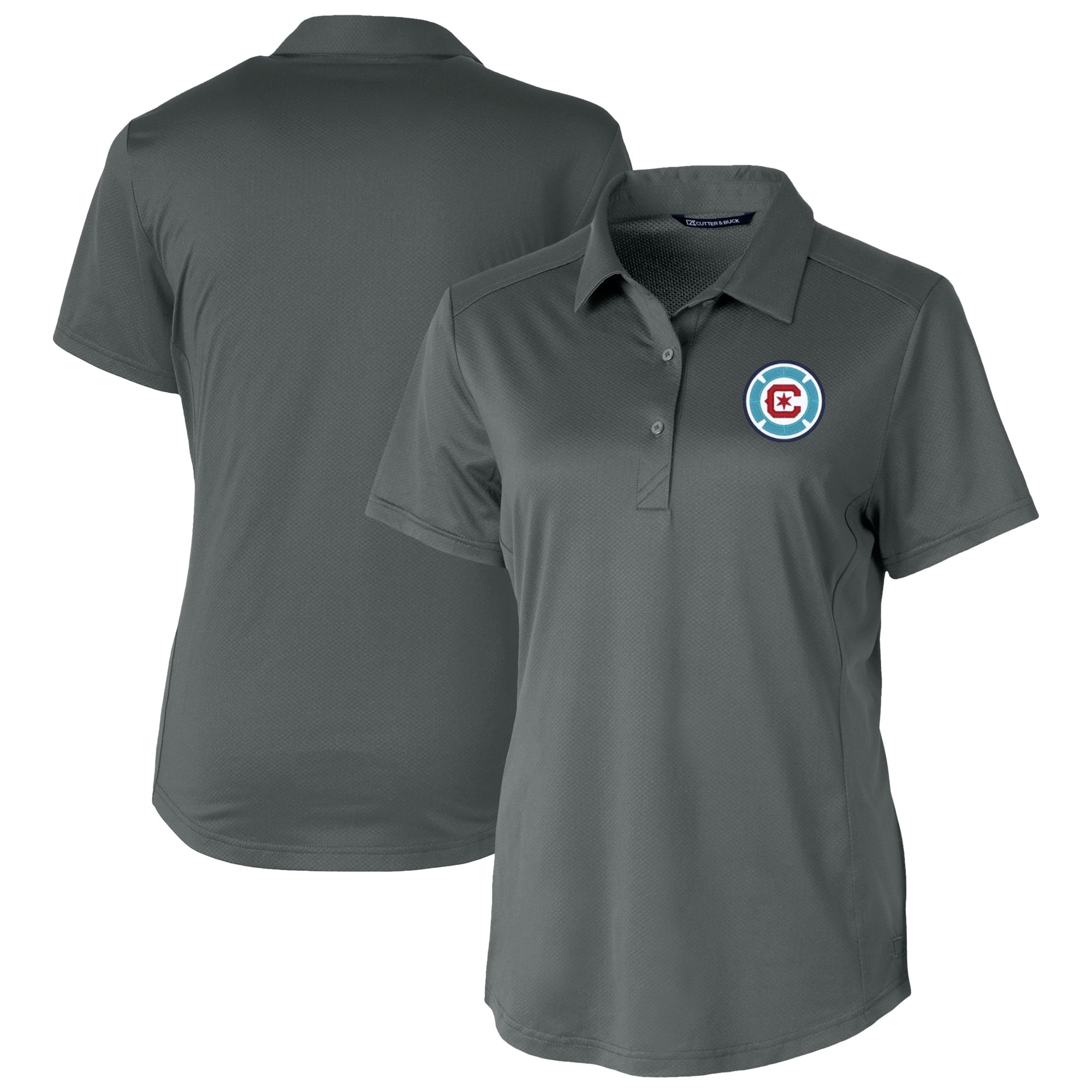 Women's Cutter & Buck Gray Chicago Fire Prospect Eco Textured Stretch Recycled Polo